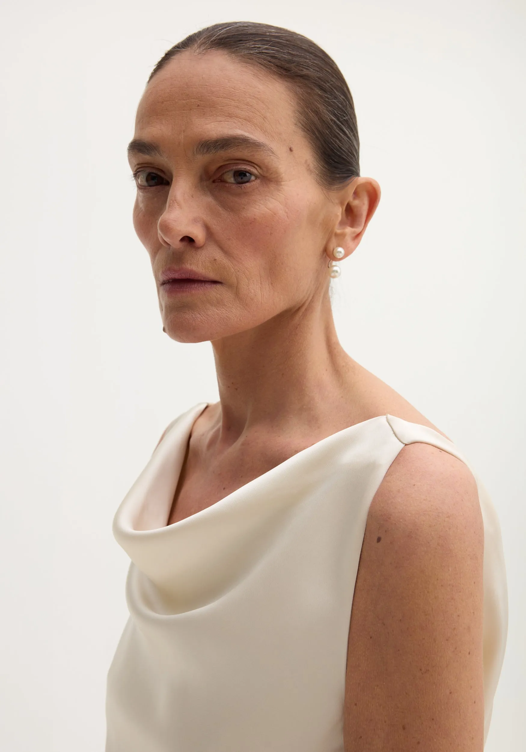 Draped satin dress with train | ivory sold by Rohe product image thumbnail 2