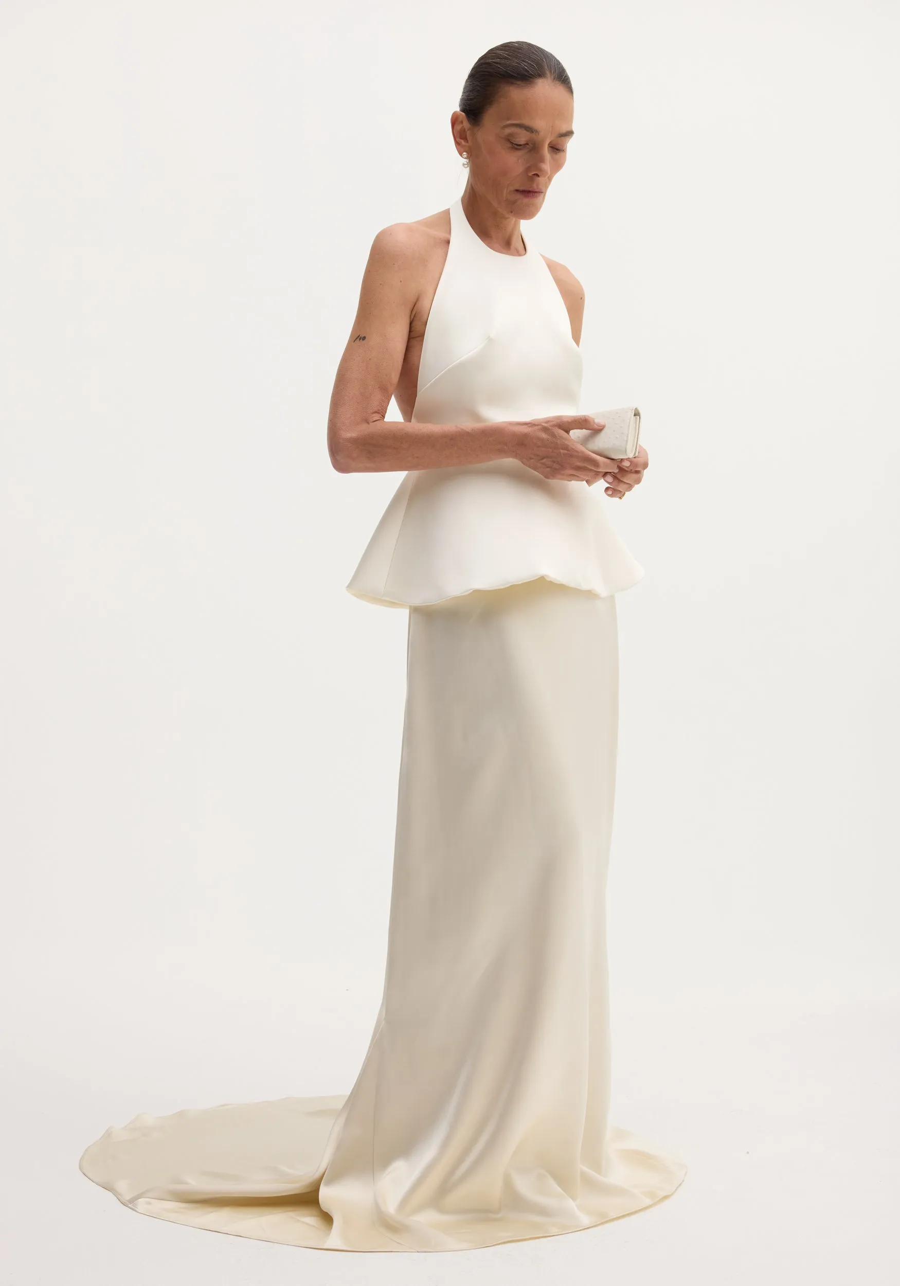 Sculptural satin halter top with separate silk skirt | ivory sold by Rohe product image thumbnail 4