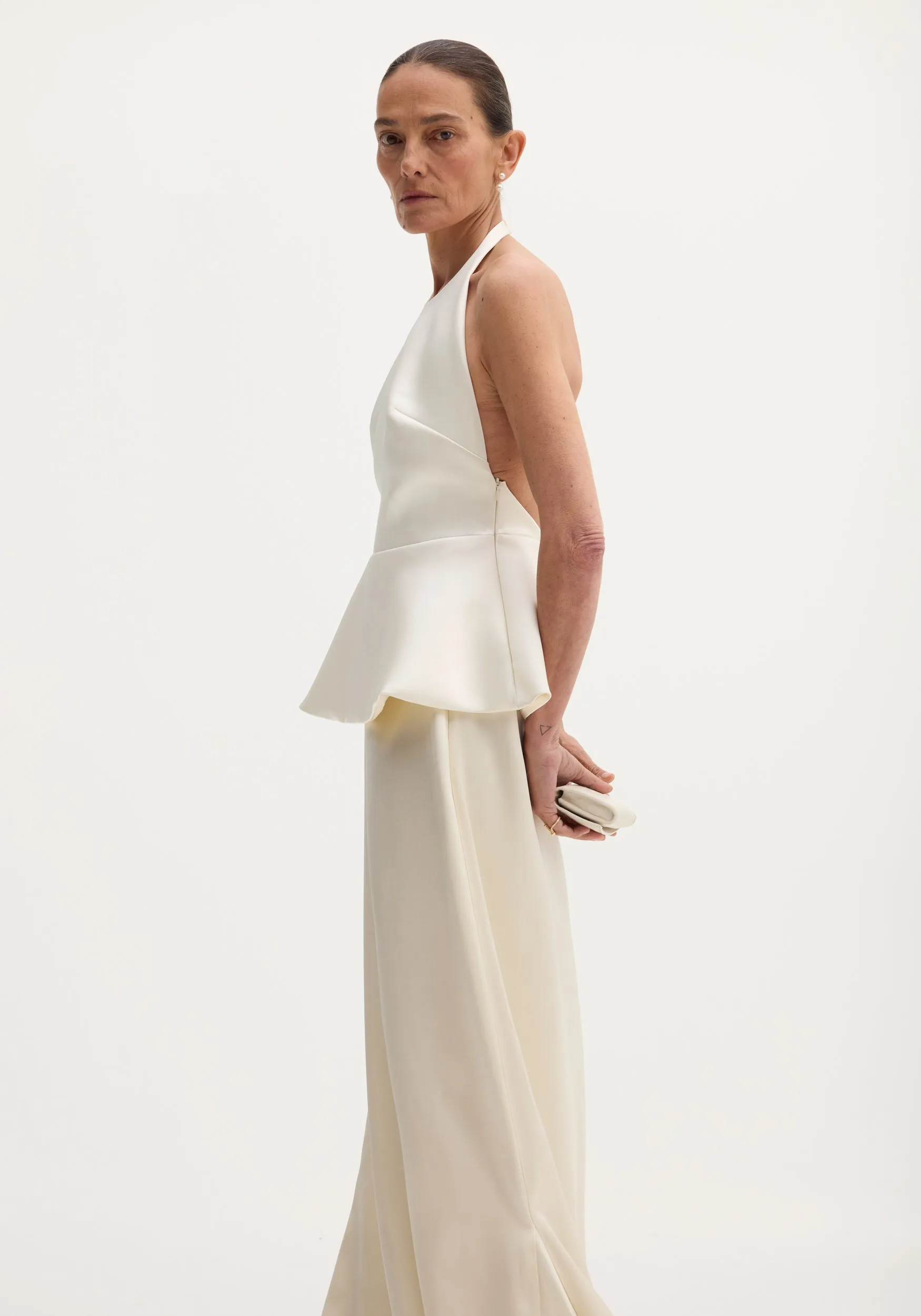 Sculptural satin halter top with separate silk skirt | ivory sold by Rohe product image thumbnail 2