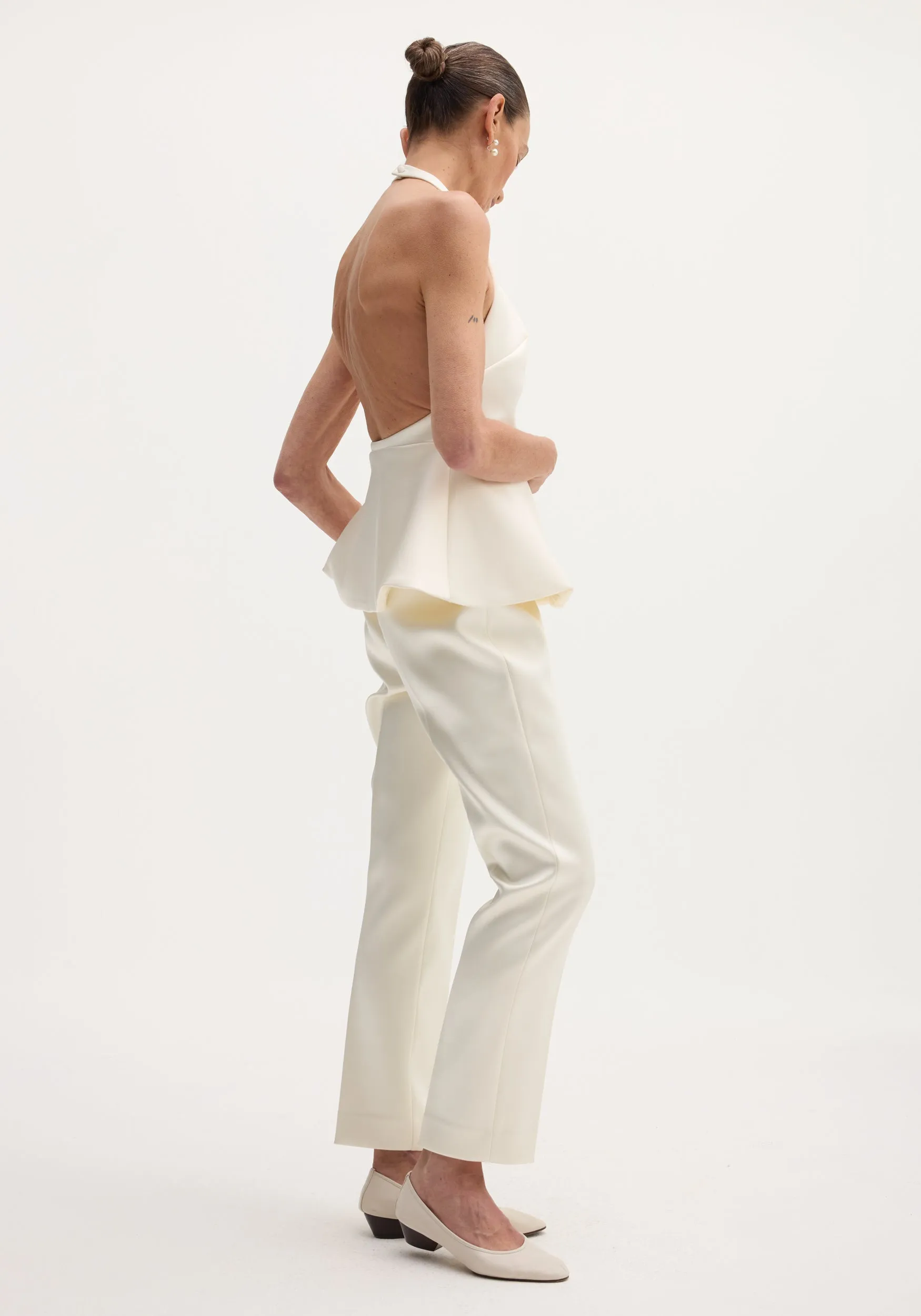 Sculptural satin halter top | ivory sold by Rohe product image thumbnail 2