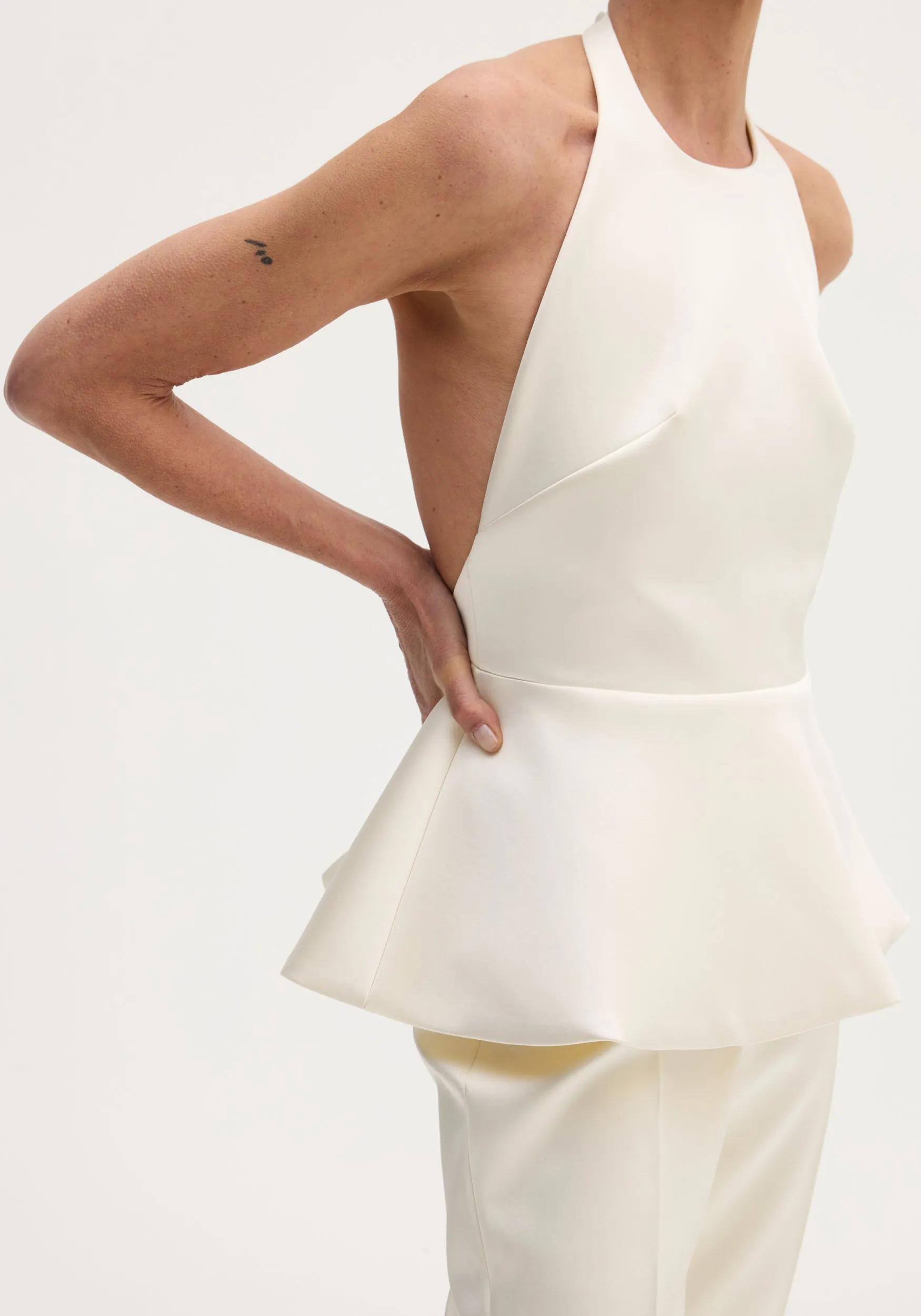 Sculptural satin halter top | ivory sold by Rohe product image thumbnail 3