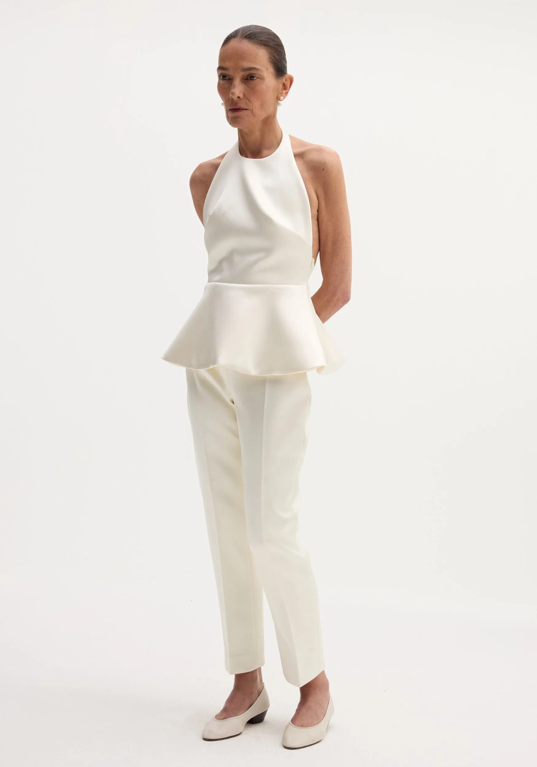 Sculptural satin halter top | ivory sold by Rohe product image thumbnail 4