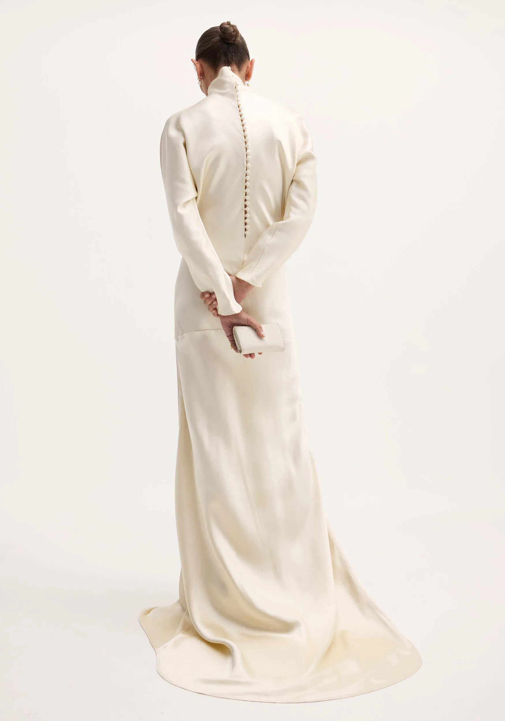 Satin button down dress with train | ivory sold by Rohe product image thumbnail 4