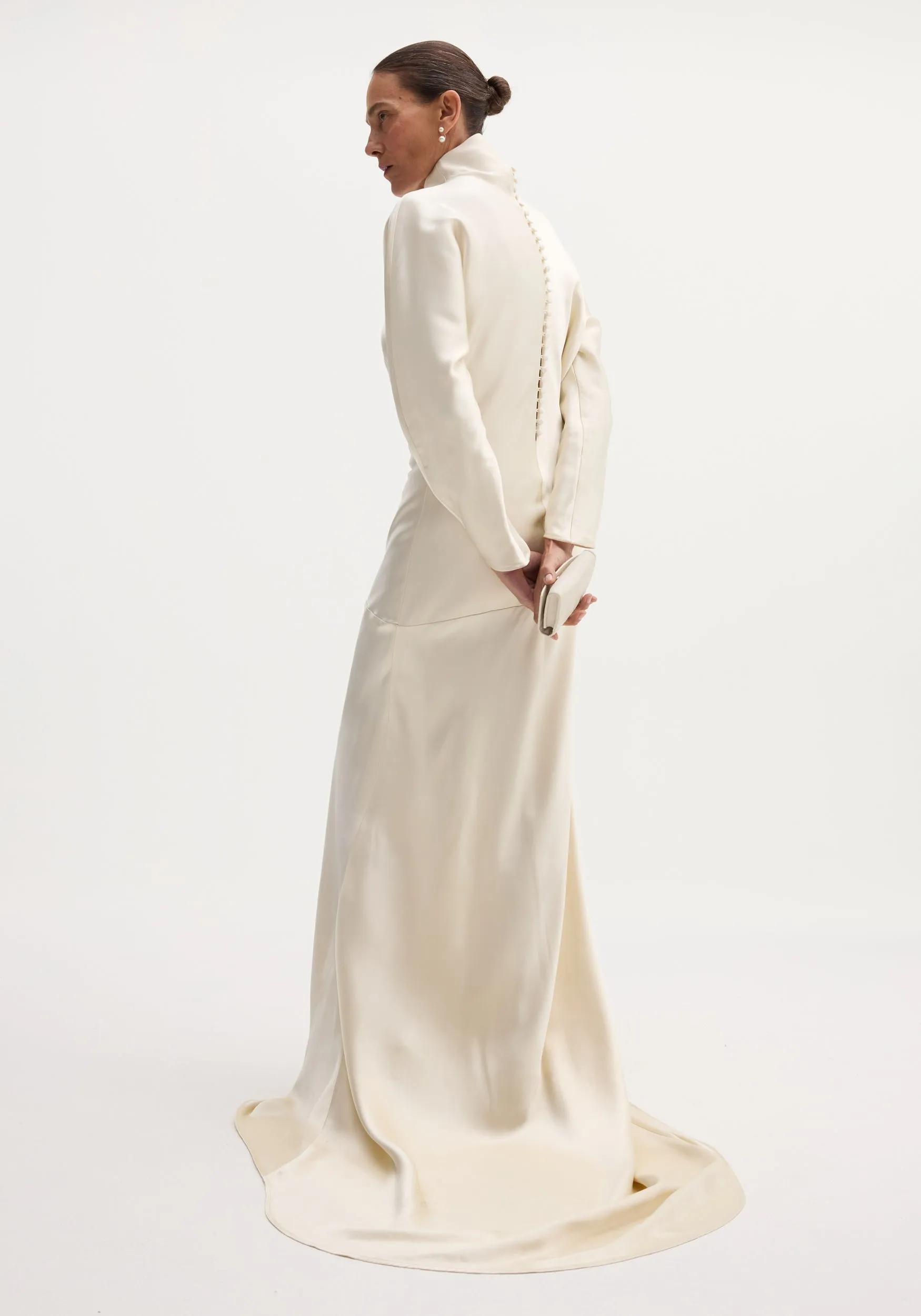 Satin button down dress with train | ivory sold by Rohe product image thumbnail 2