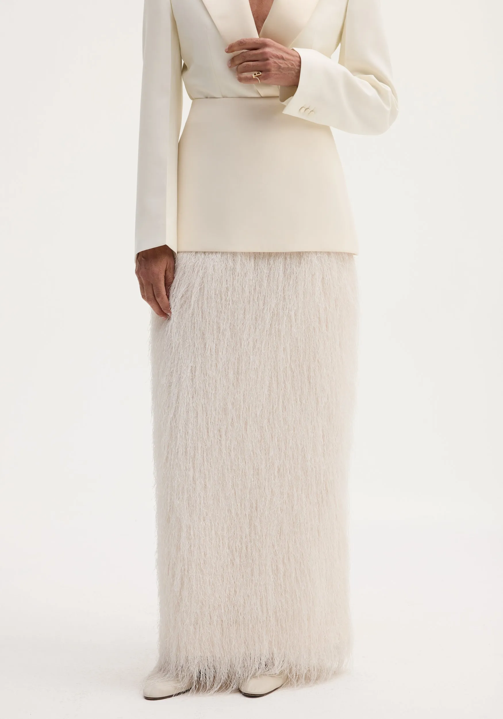Fringe skirt | ivory sold by Rohe product image thumbnail 4