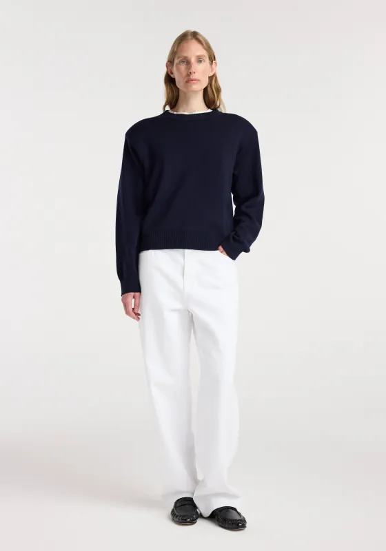 Statement shoulder crewneck | navy made by Rohe