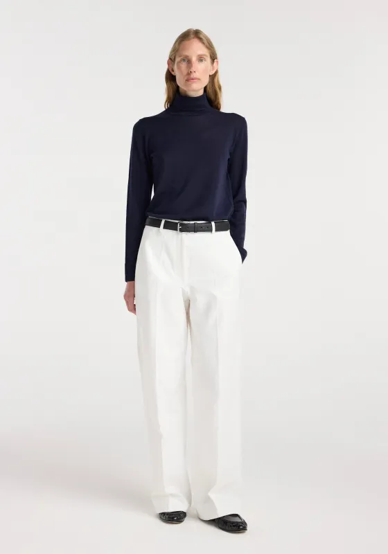 Fine-knit wool cashmere turtleneck | navy made by Rohe