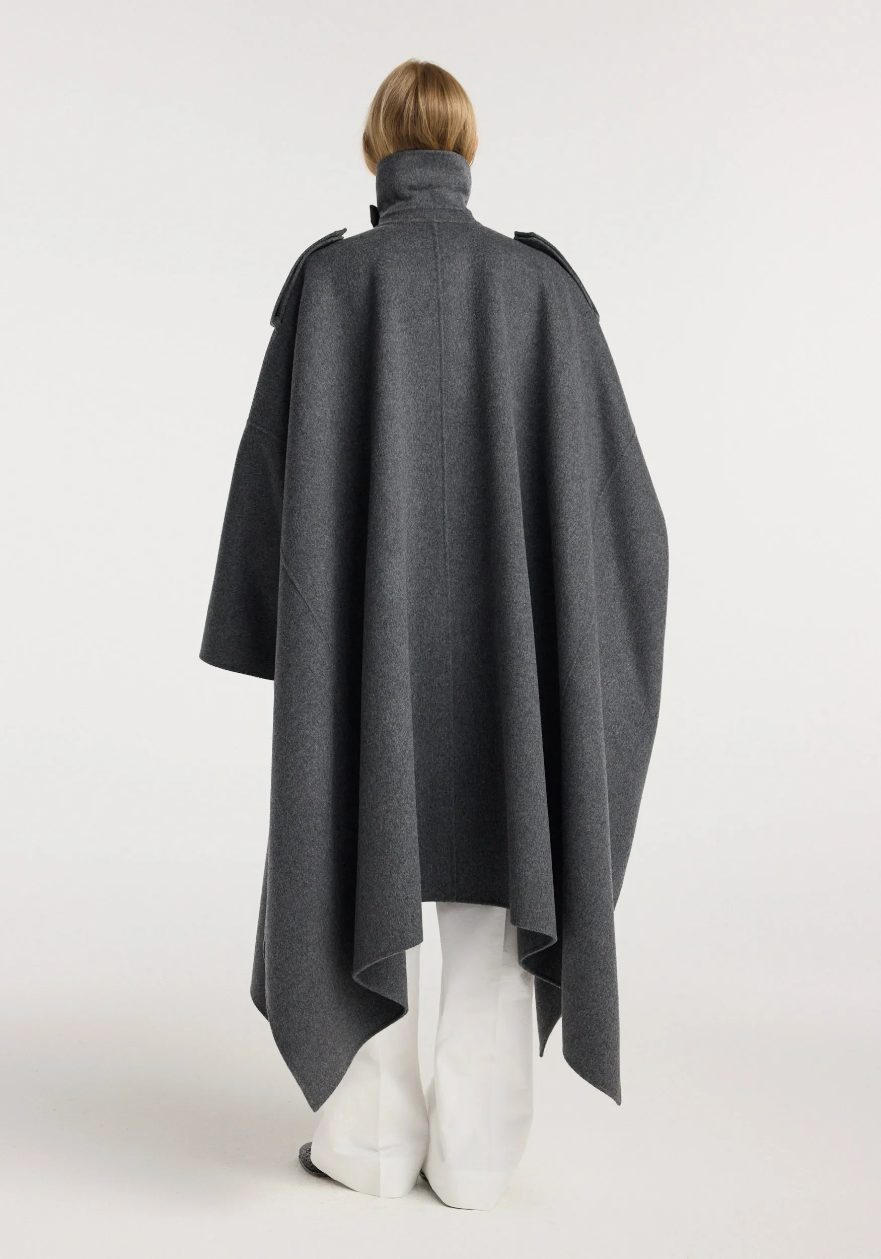 Double-faced cape trenchcoat | dark grey melange sold by Rohe product image thumbnail 5