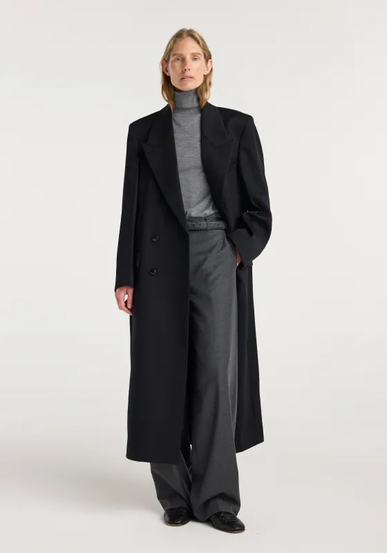 Double breasted tailored coat | black made by Rohe