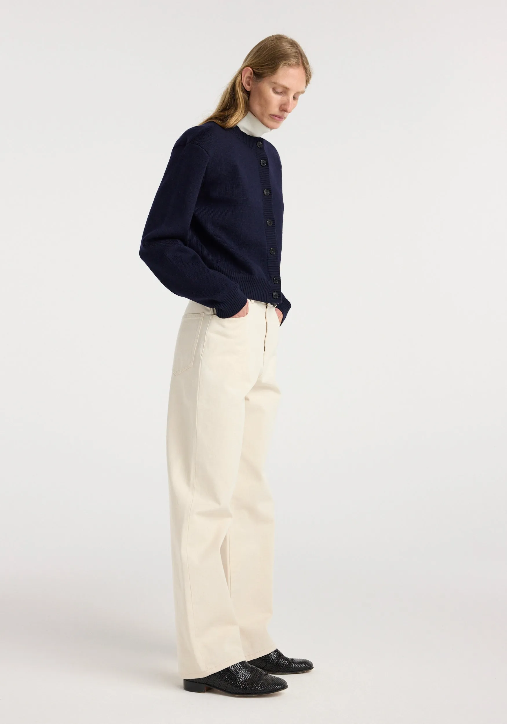 Statement shoulder cardigan | navy sold by Rohe product image thumbnail 2