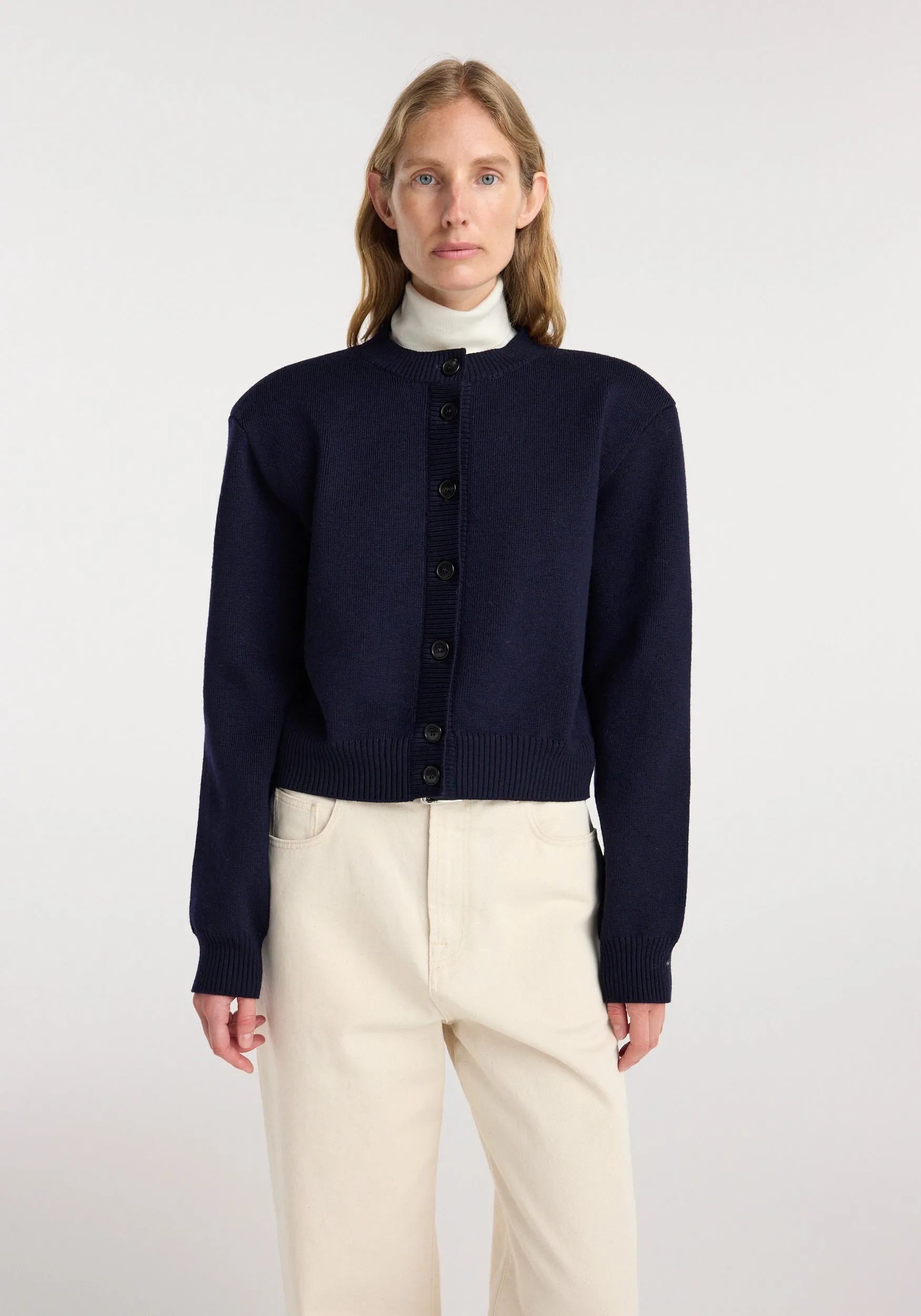Statement shoulder cardigan | navy sold by Rohe product image thumbnail 4