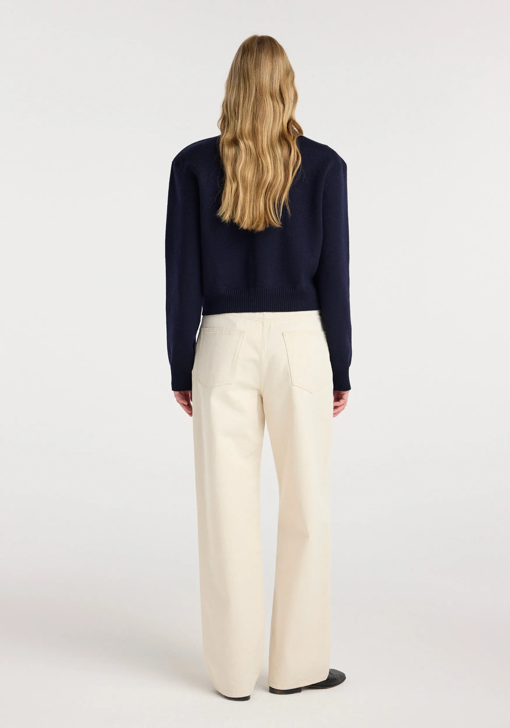 Statement shoulder cardigan | navy sold by Rohe product image thumbnail 3