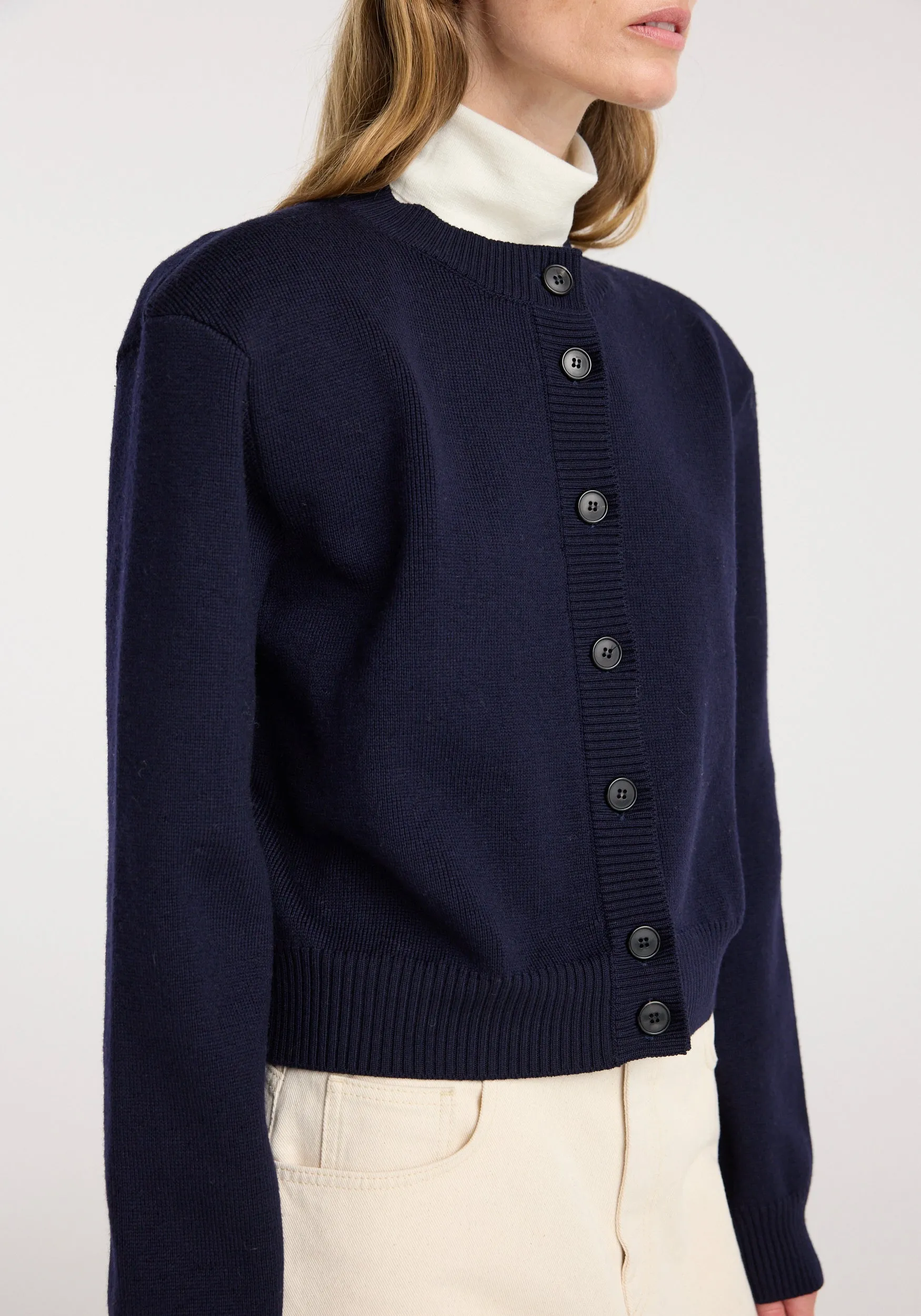 Statement shoulder cardigan | navy sold by Rohe product image thumbnail 5