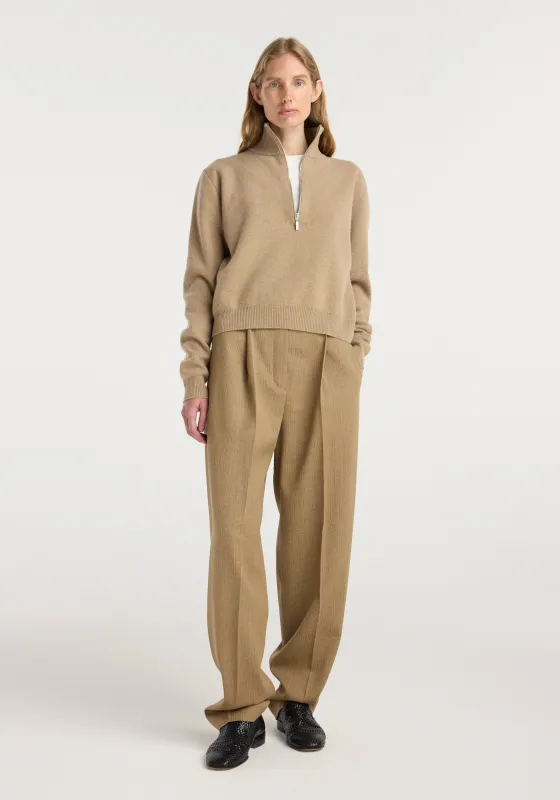 Zipped mouliné polo | camel made by Rohe