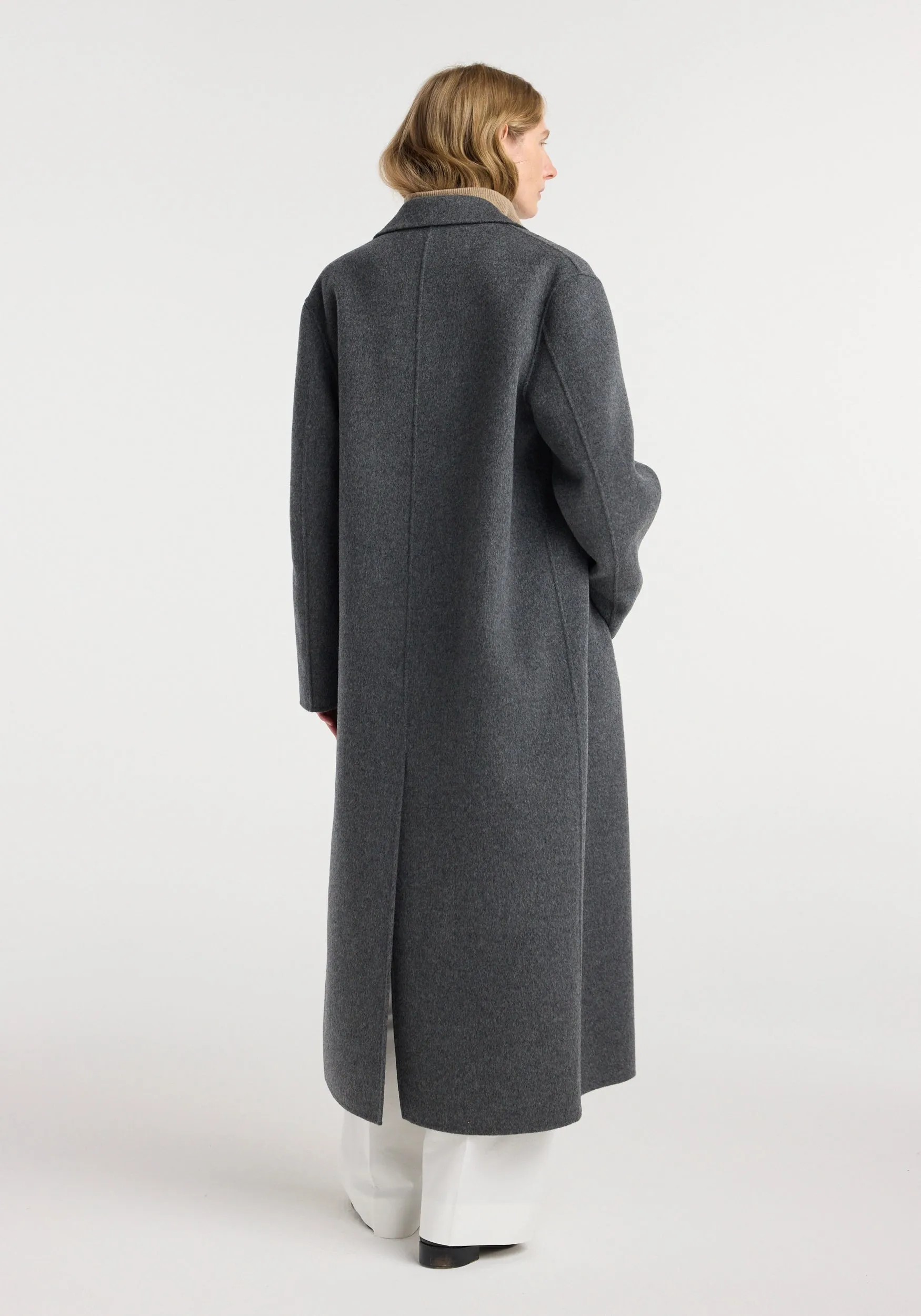 Double-faced wool long coat | dark grey melange sold by Rohe product image thumbnail 3
