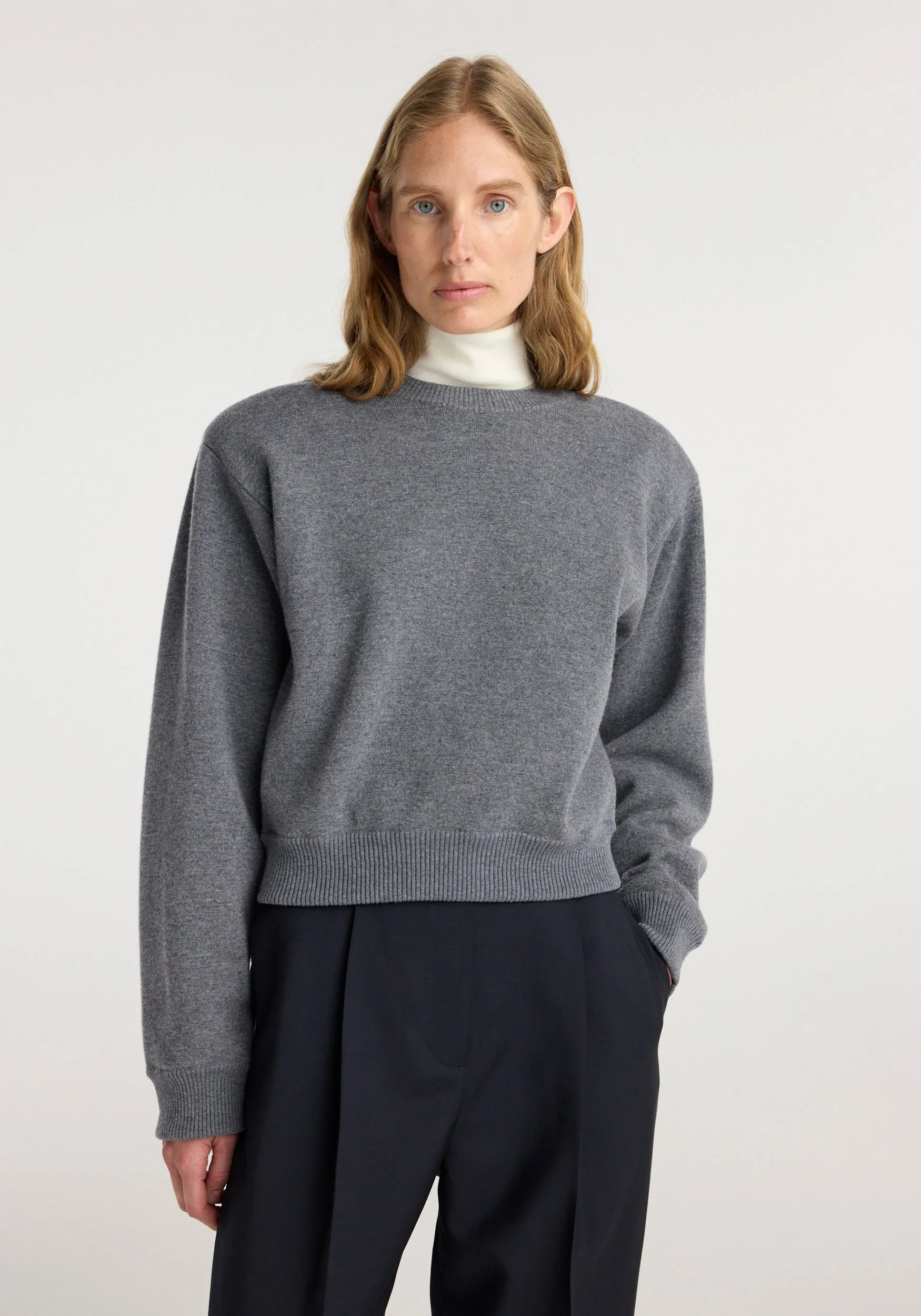 Statement shoulder crewneck | mid grey melange sold by Rohe product image thumbnail 2