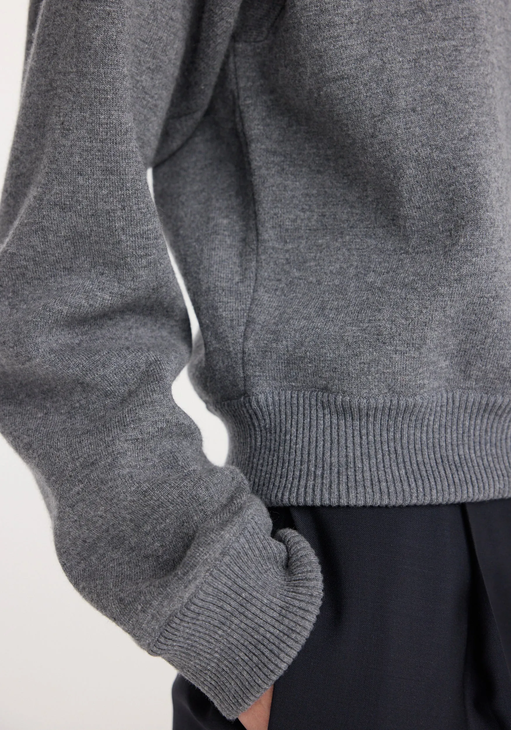 Statement shoulder crewneck | mid grey melange sold by Rohe product image thumbnail 4