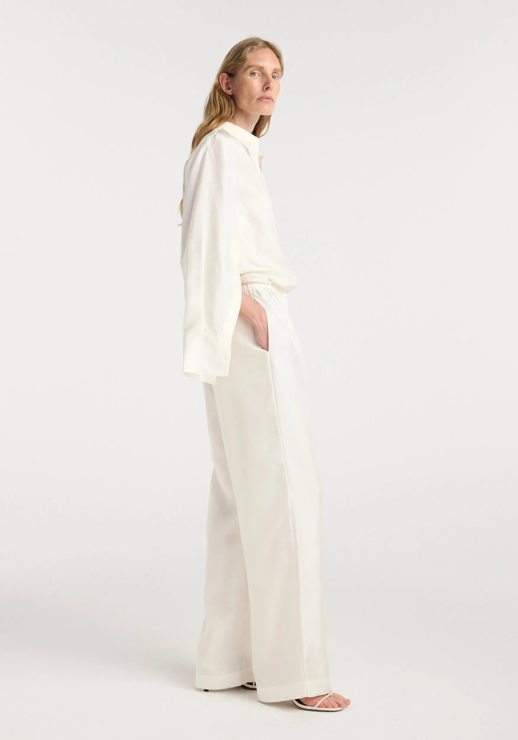 Silk relaxed trousers | cream sold by Rohe product image thumbnail 5