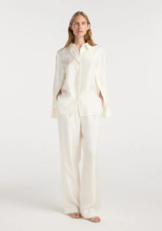 Silk open-sleeve detailed shirt | cream made by Rohe