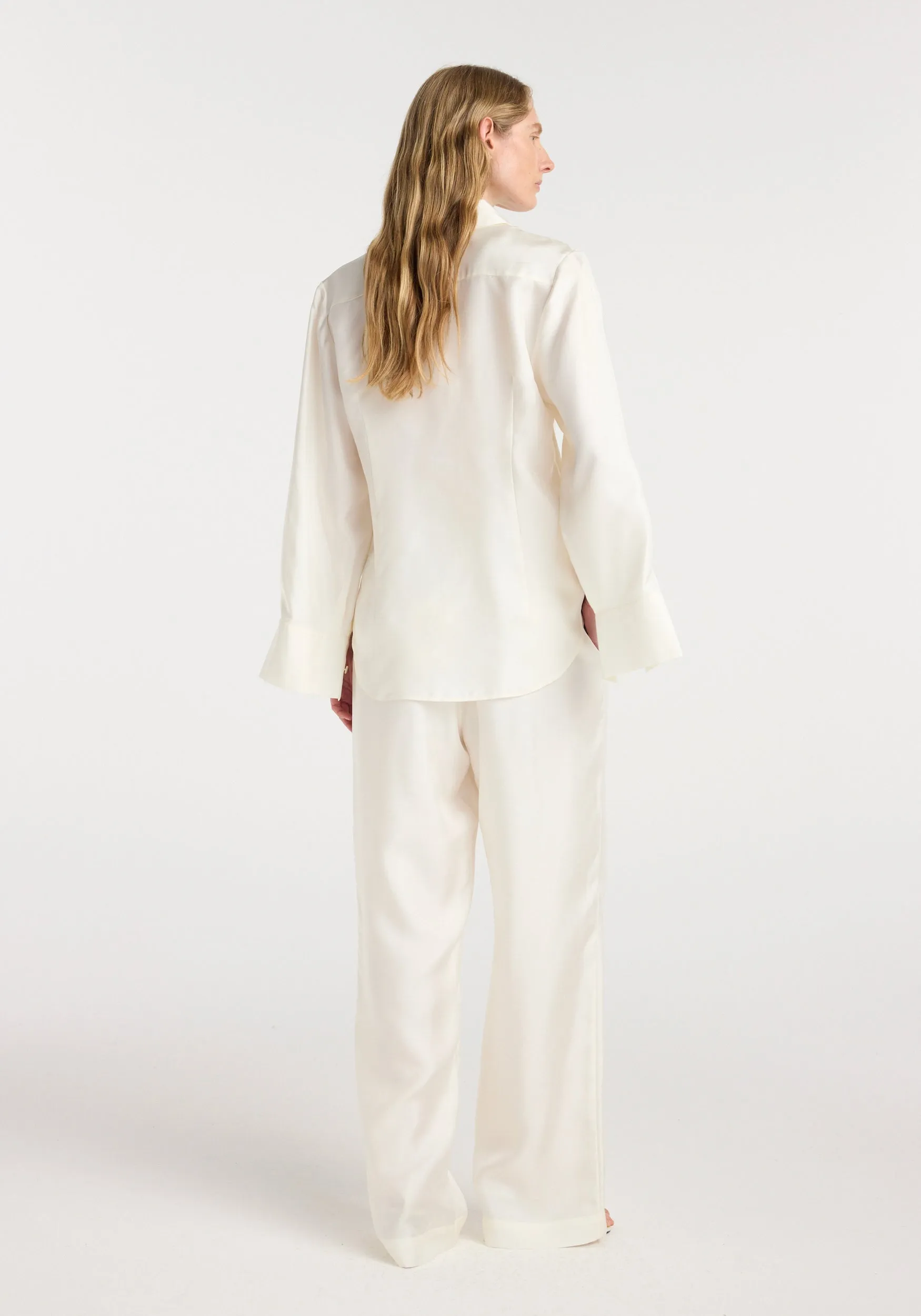 Silk open-sleeve detailed shirt | cream sold by Rohe product image thumbnail 4