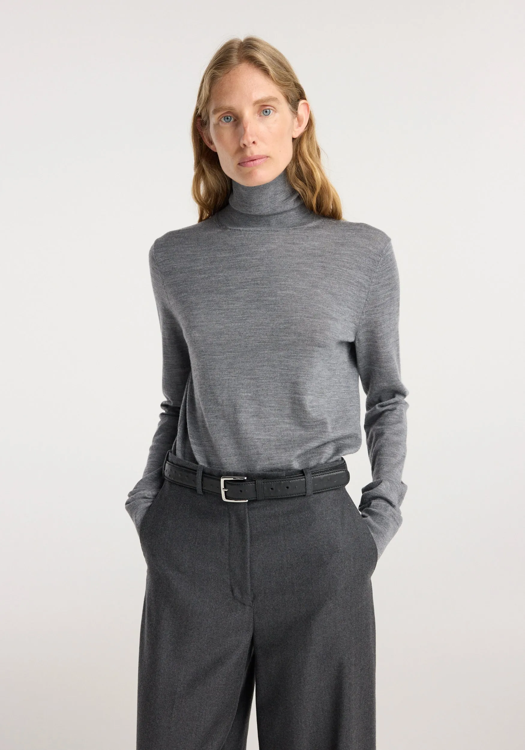 Fine knitted wool turtleneck | mid grey melange sold by Rohe product image thumbnail 2