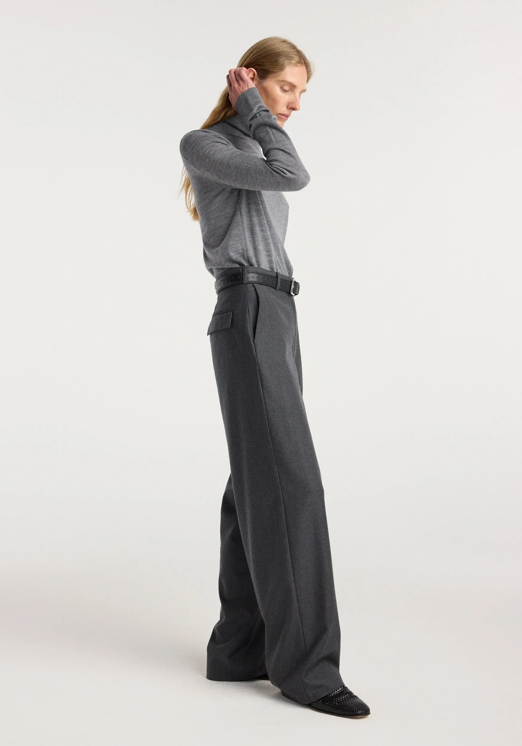 Fine knitted wool turtleneck | mid grey melange sold by Rohe product image thumbnail 3