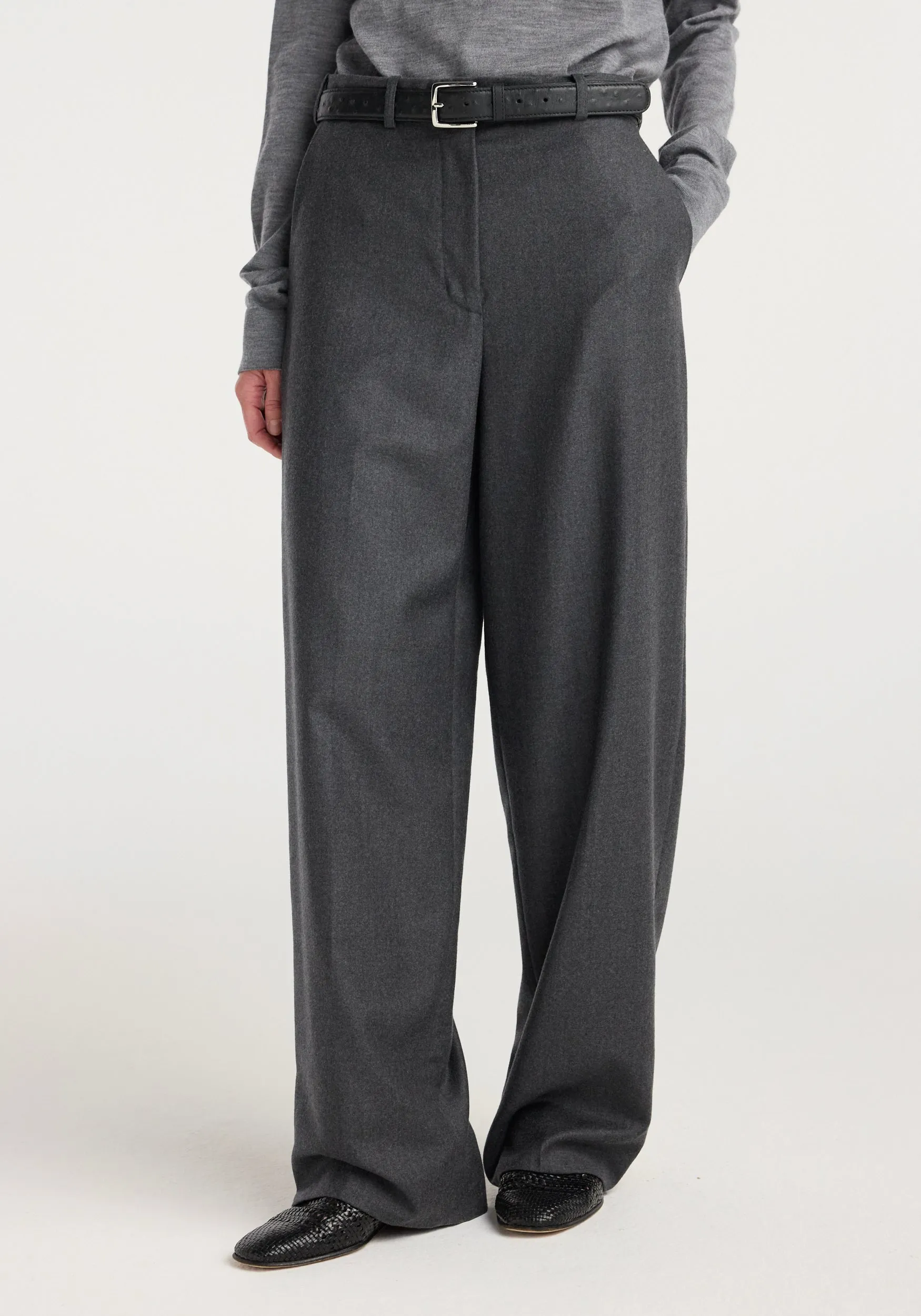 Wide leg trousers | dark grey melange sold by Rohe product image thumbnail 2