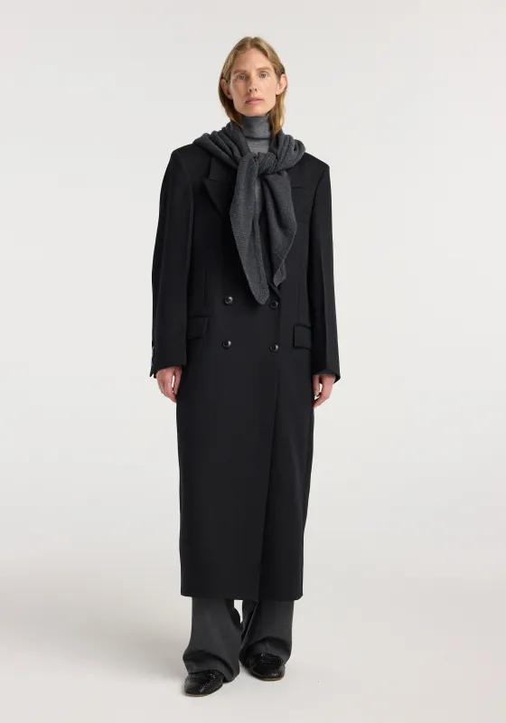 Large knitted triangle scarf | anthracite melange made by Rohe