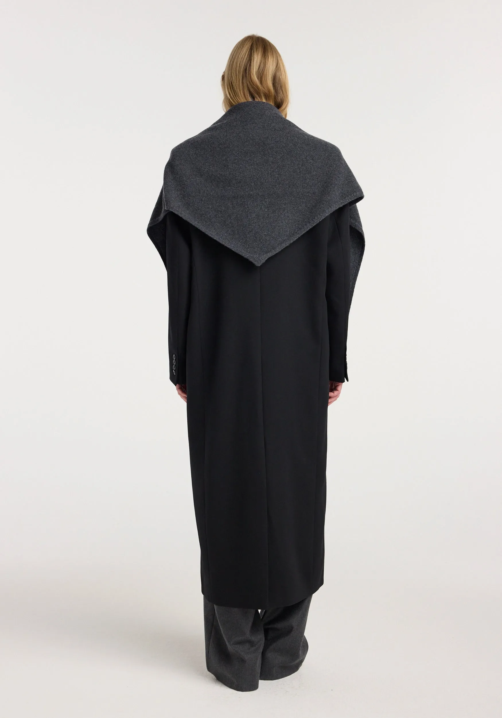 Large knitted triangle scarf | anthracite melange sold by Rohe product image thumbnail 3