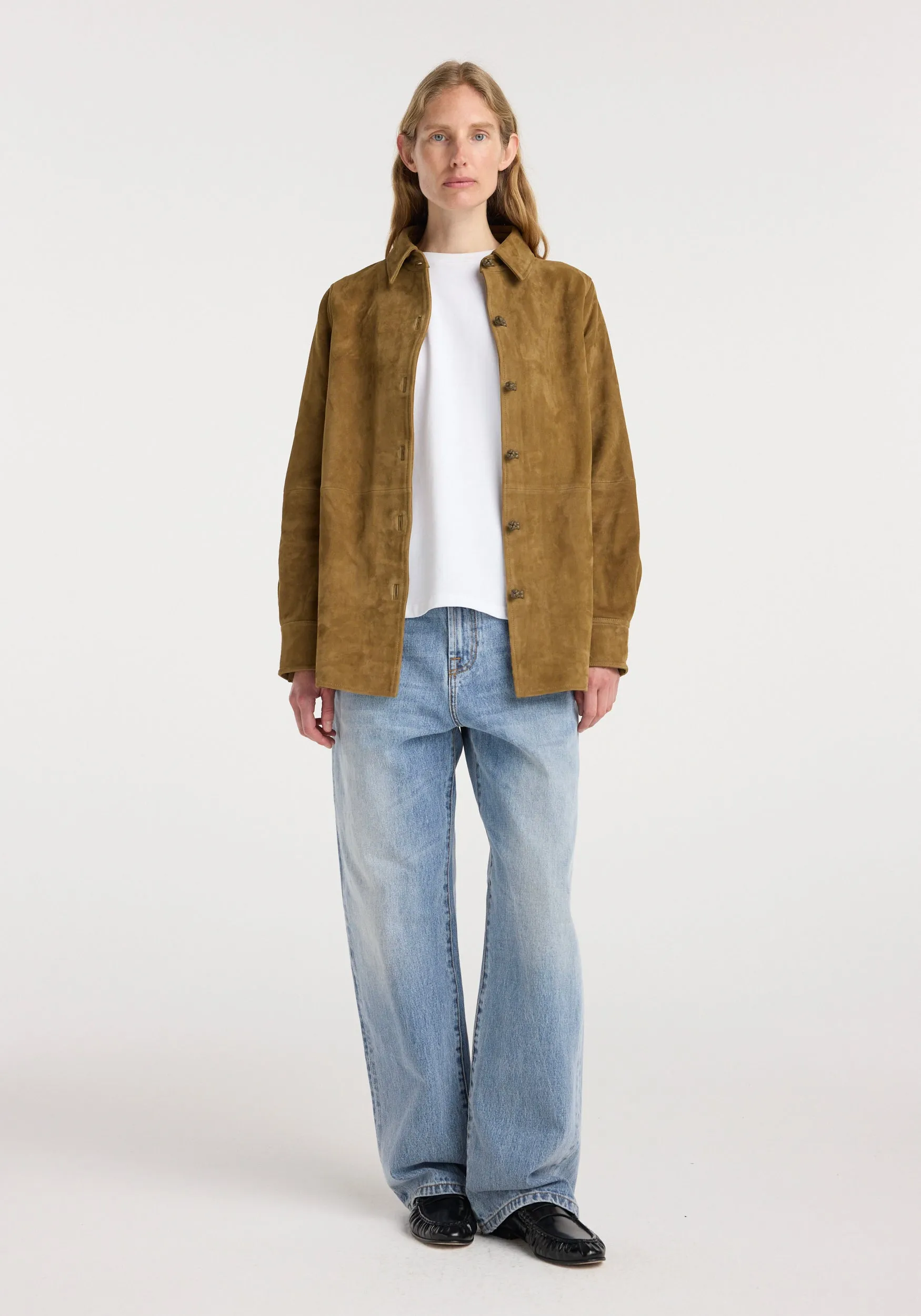 Suede pankou overshirt | sage sold by Rohe