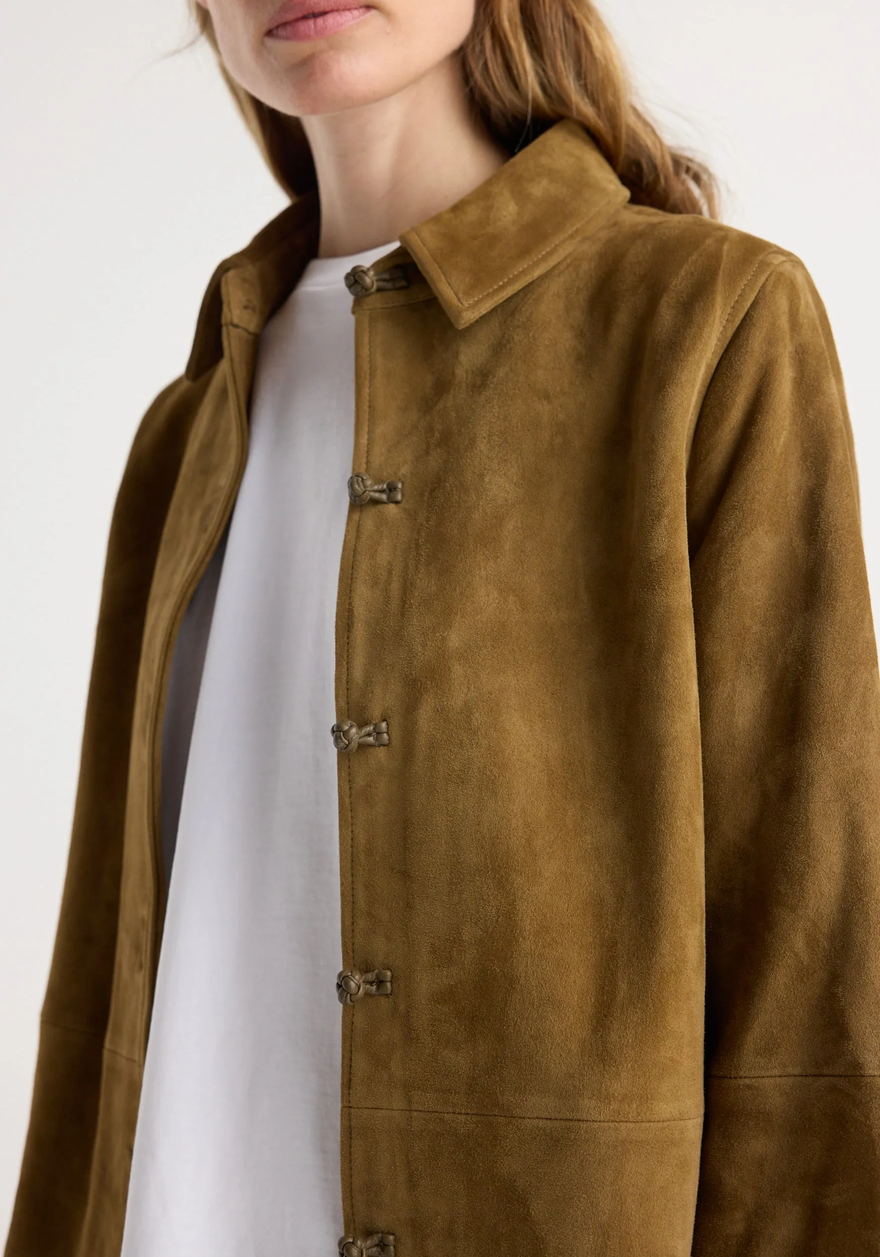 Suede pankou overshirt | sage sold by Rohe product image thumbnail 4