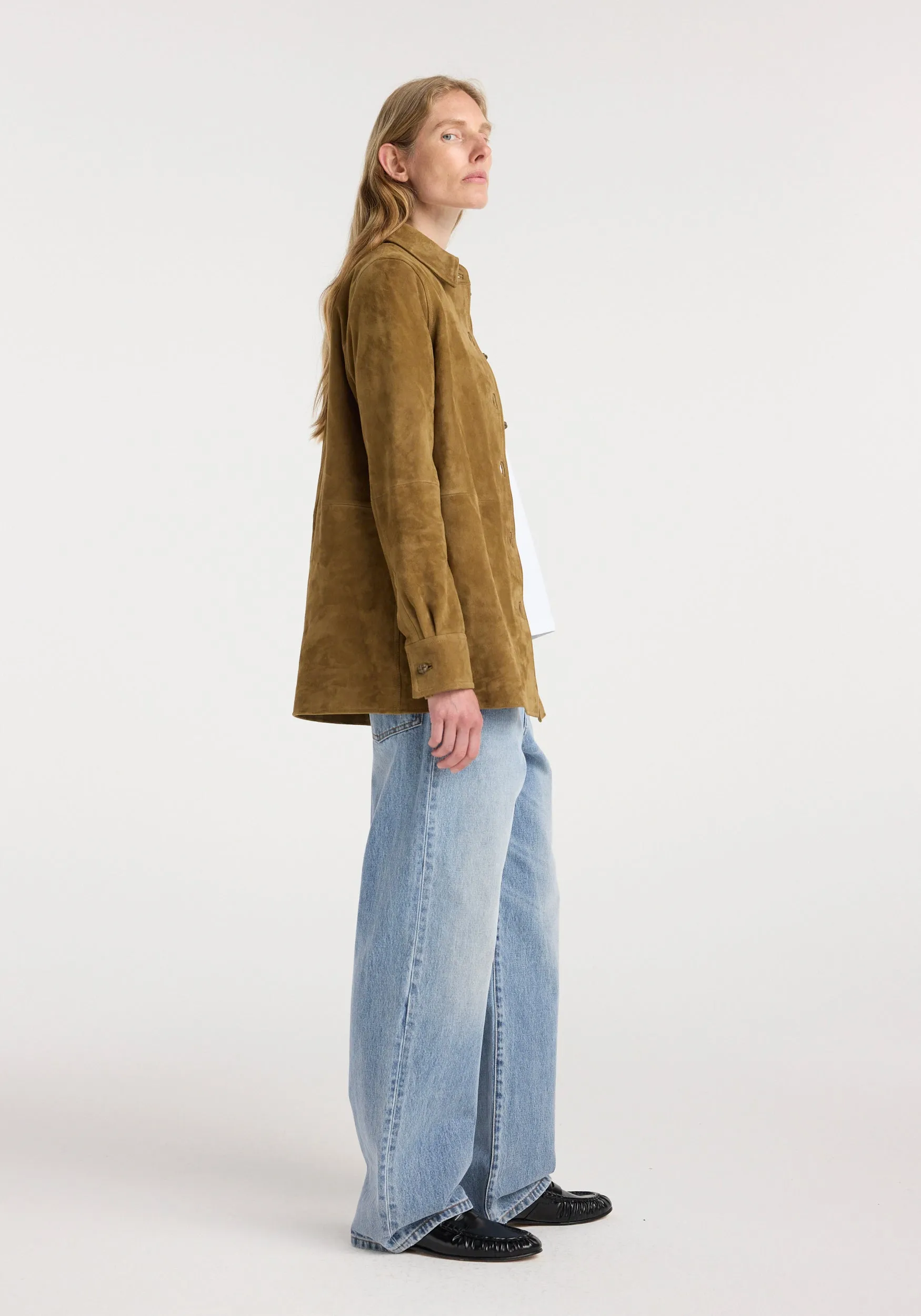 Suede pankou overshirt | sage sold by Rohe product image thumbnail 2