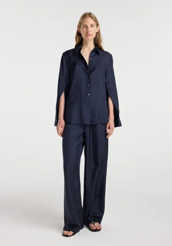 Silk open-sleeve detailed shirt | night made by Rohe