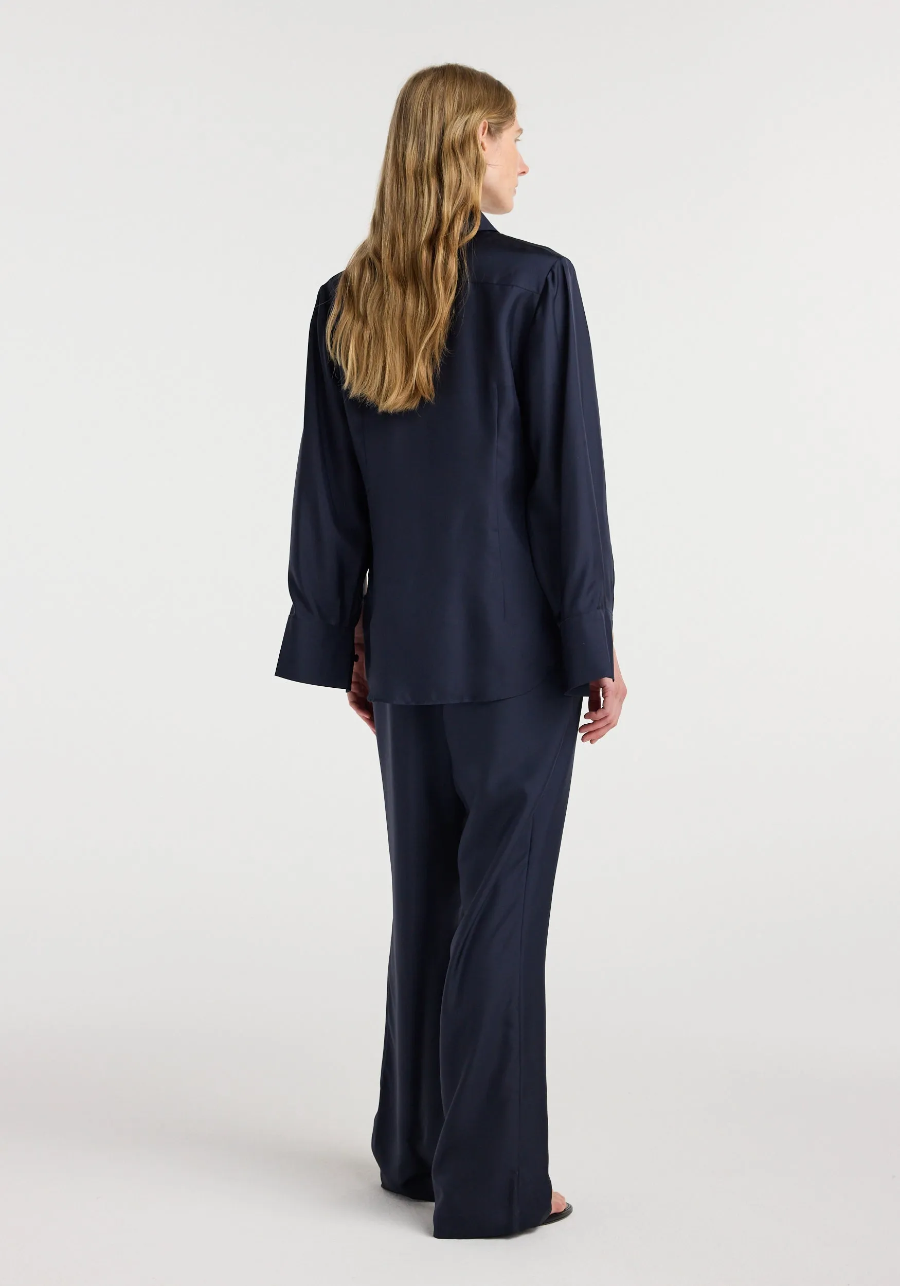 Silk open-sleeve detailed shirt | night sold by Rohe product image thumbnail 4