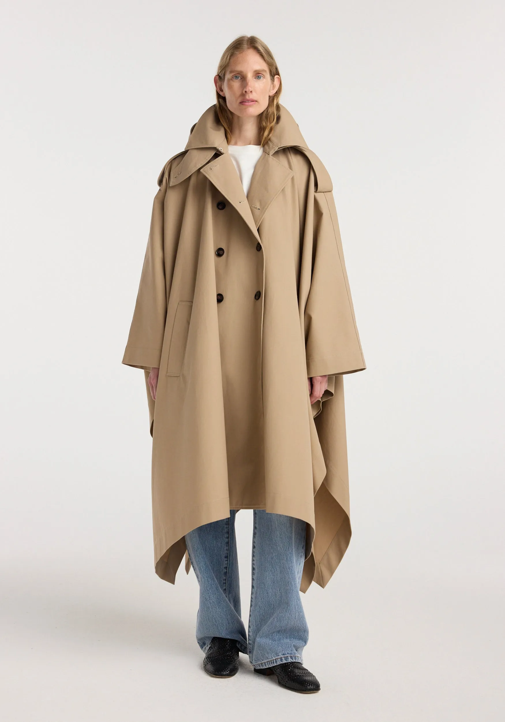Hooded cape trenchcoat | beige sold by Rohe product image thumbnail 3