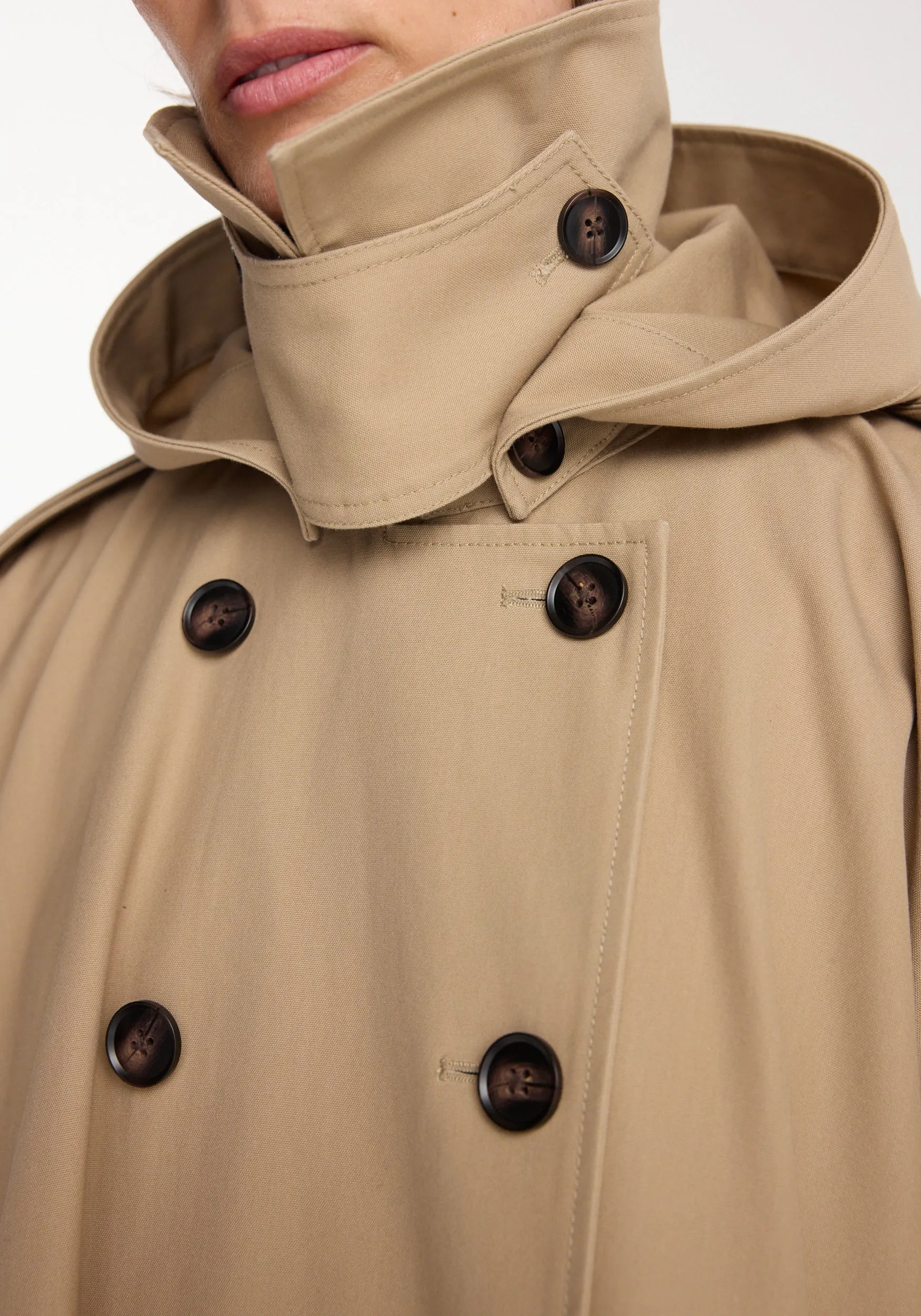 Hooded cape trenchcoat | beige sold by Rohe product image thumbnail 4