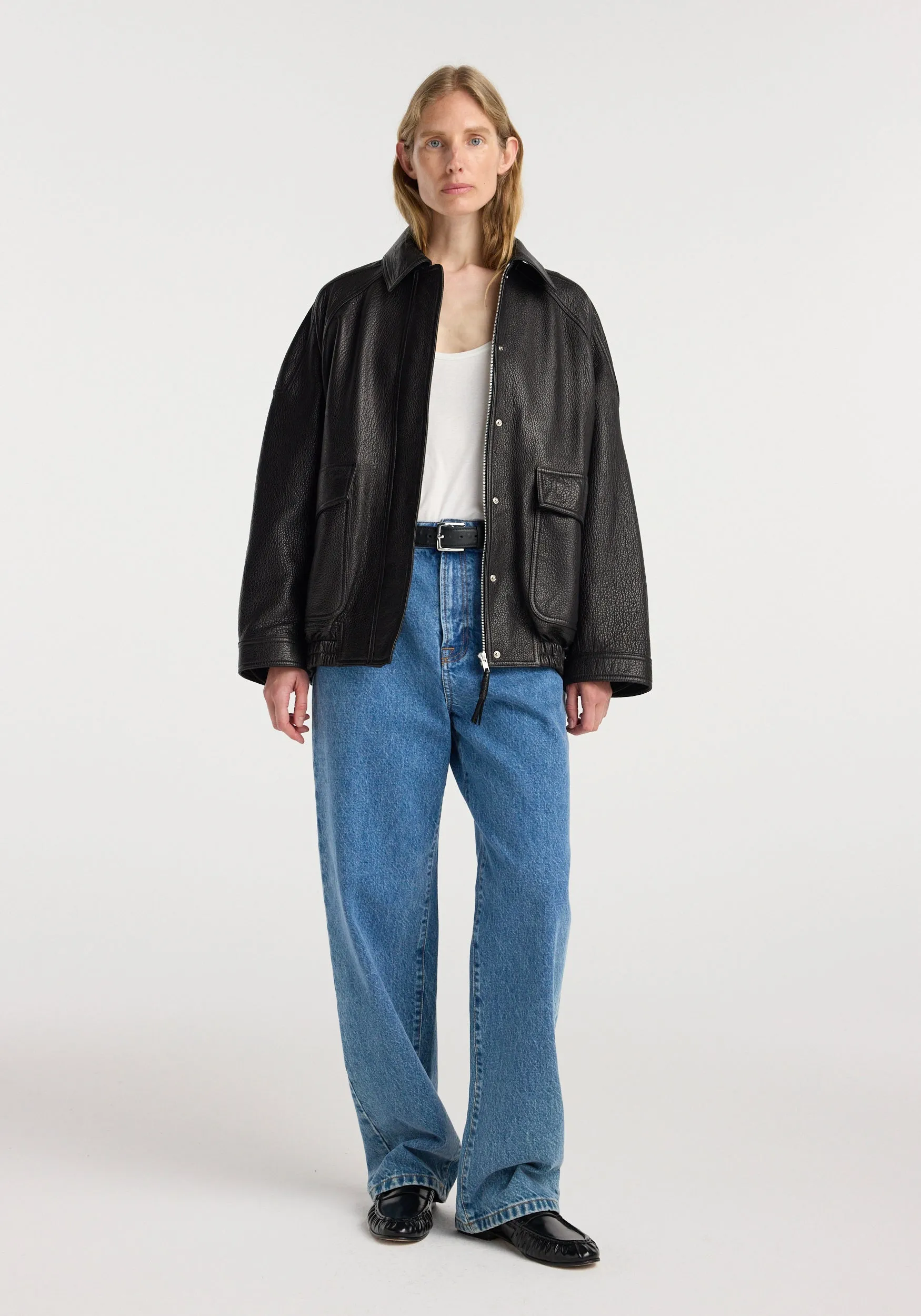 Grain leather aviator jacket | black sold by Rohe product image thumbnail 2
