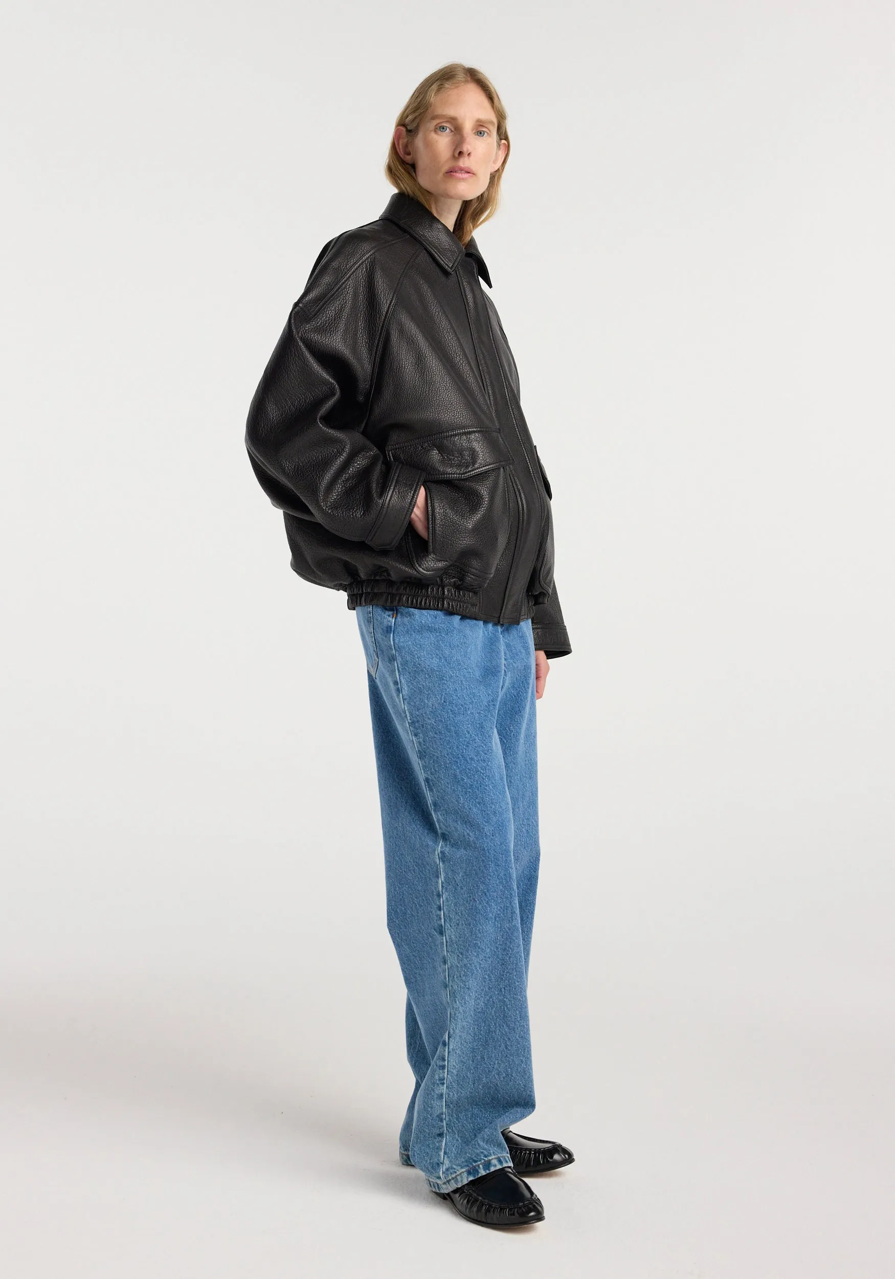 Grain leather aviator jacket | black sold by Rohe product image thumbnail 3