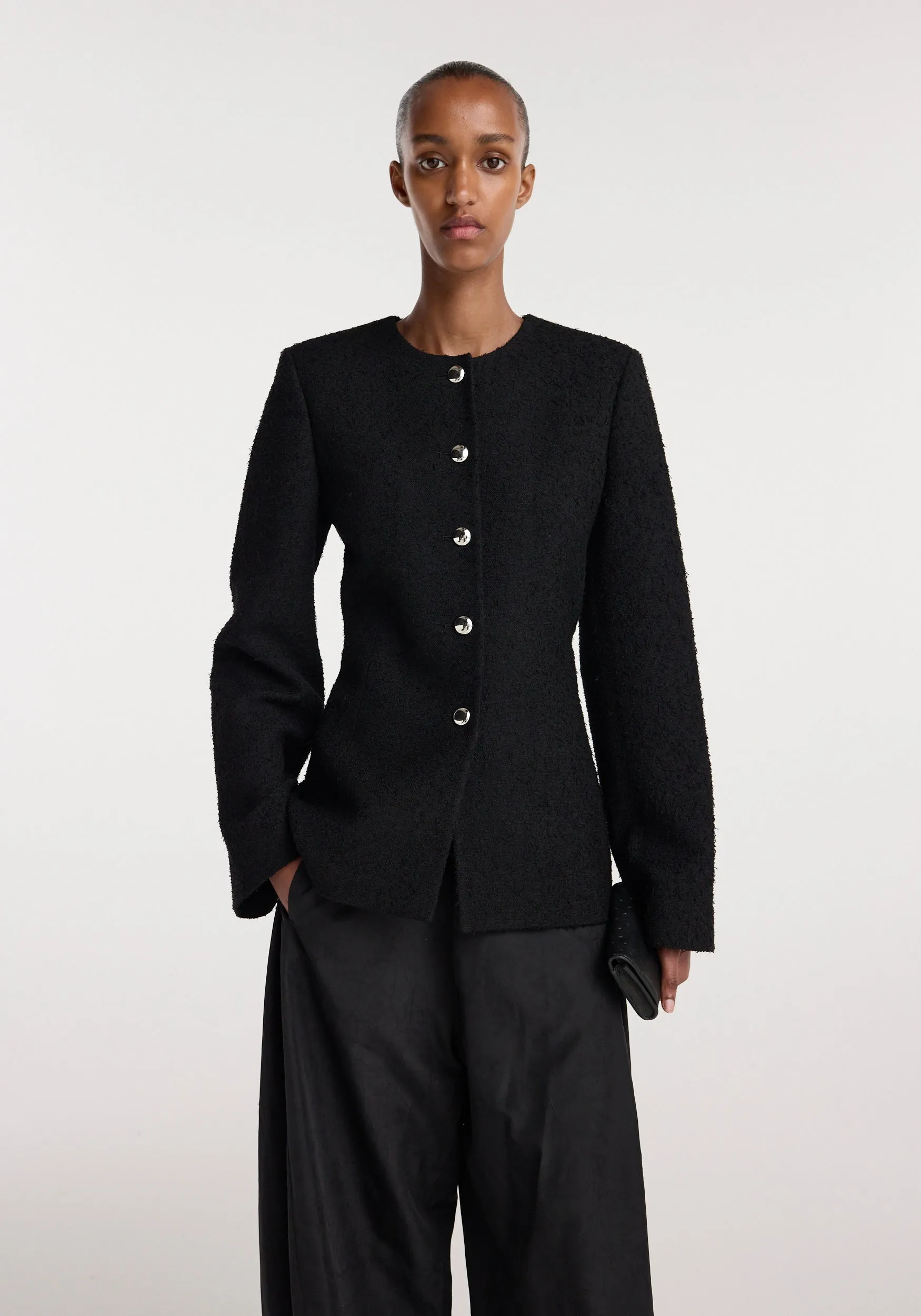 Bouclé shaped blazer | black sold by Rohe product image thumbnail 4