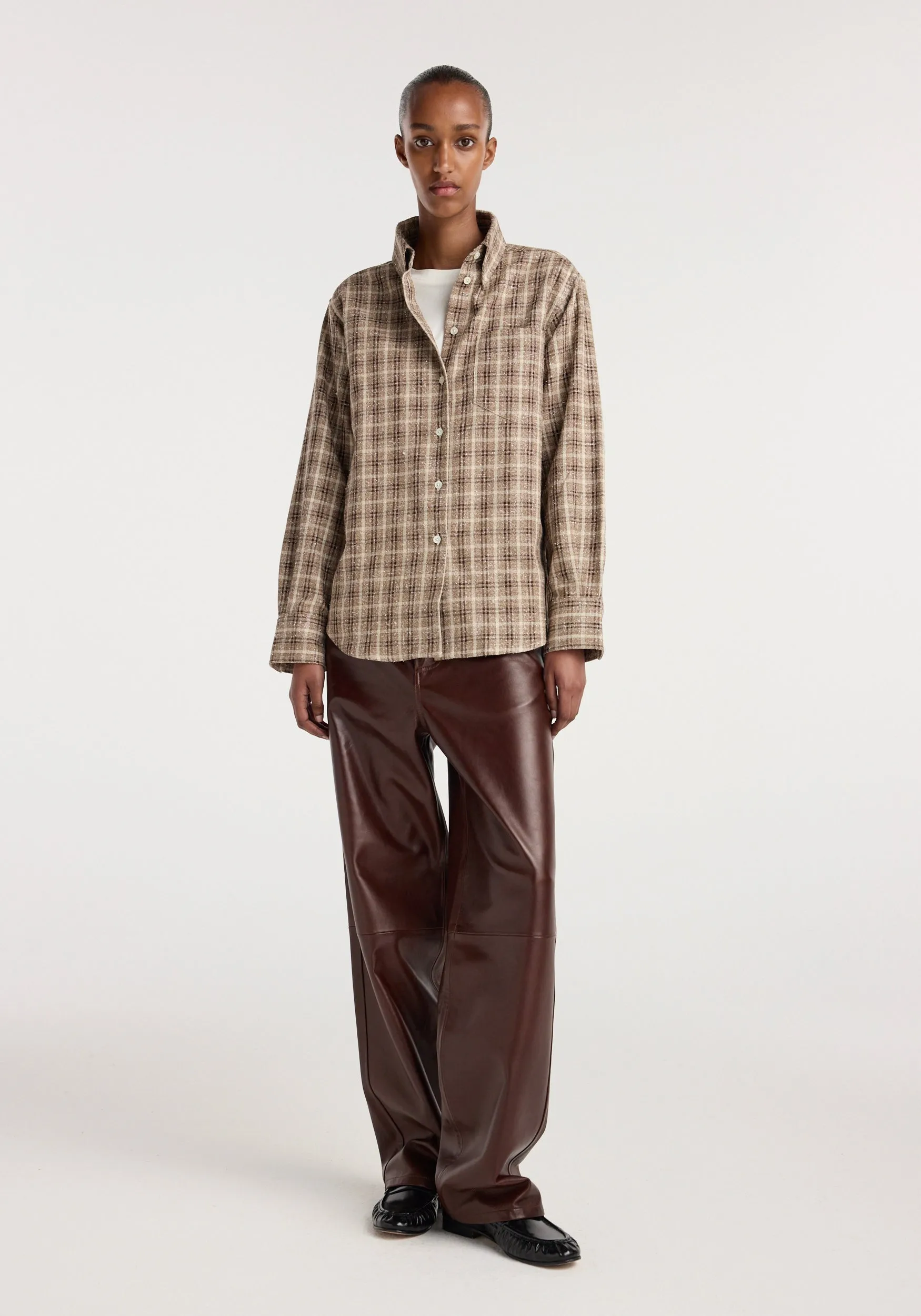 Oxford bouclé check shirt | boucle check sold by Rohe product image thumbnail 3