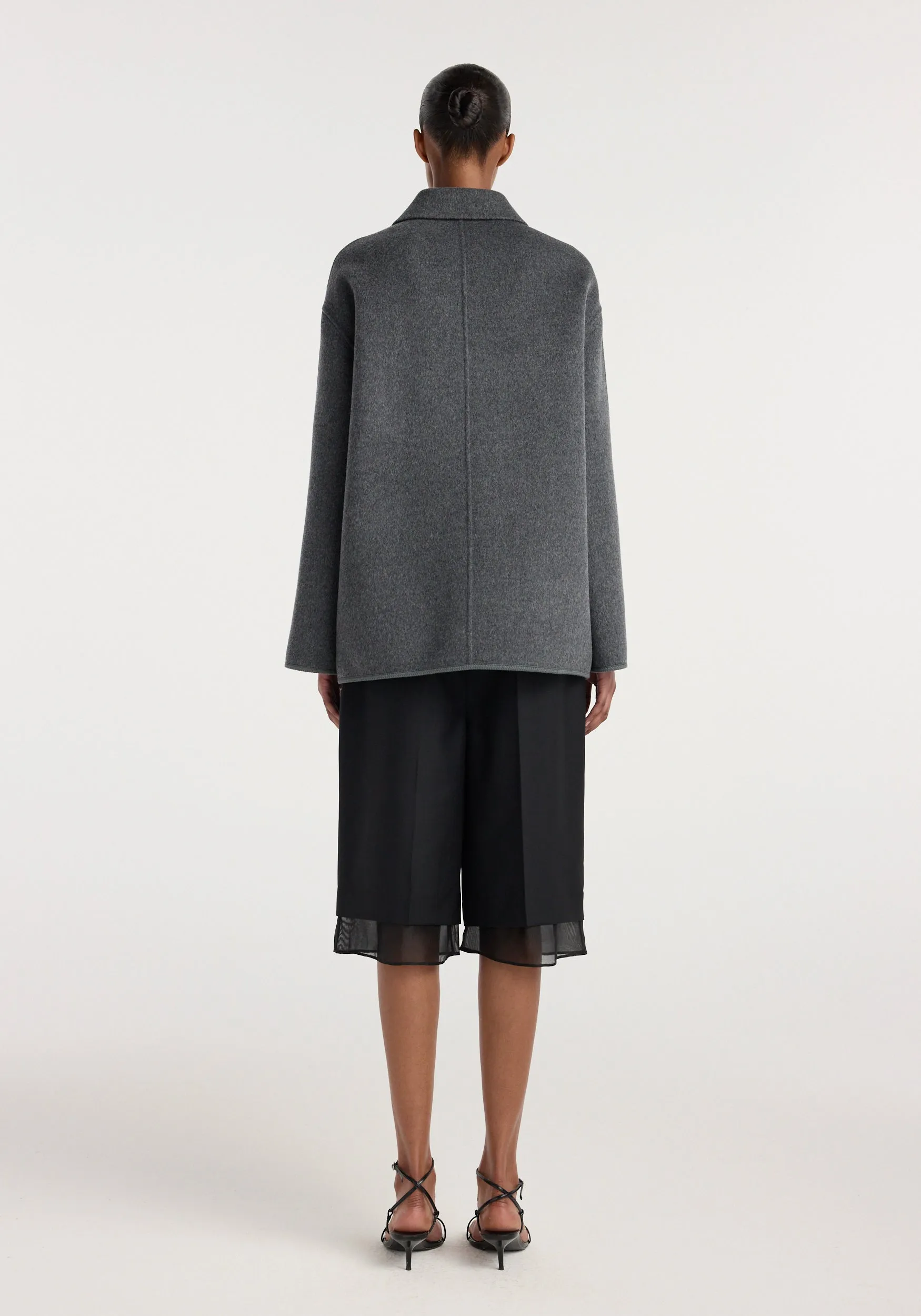 Double-faced wool pankou closure jacket | dark grey melange sold by Rohe product image thumbnail 4