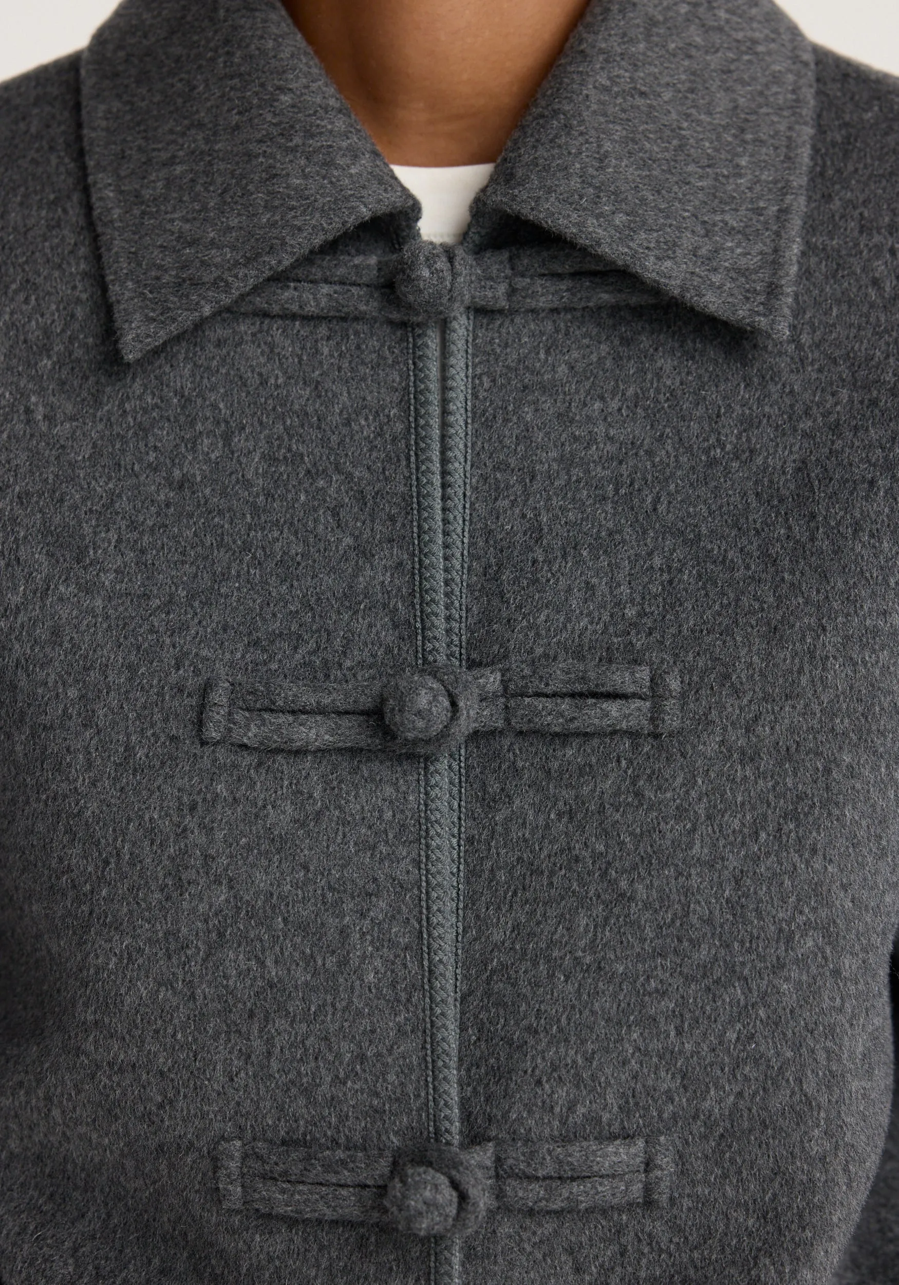 Double-faced wool pankou closure jacket | dark grey melange sold by Rohe product image thumbnail 5