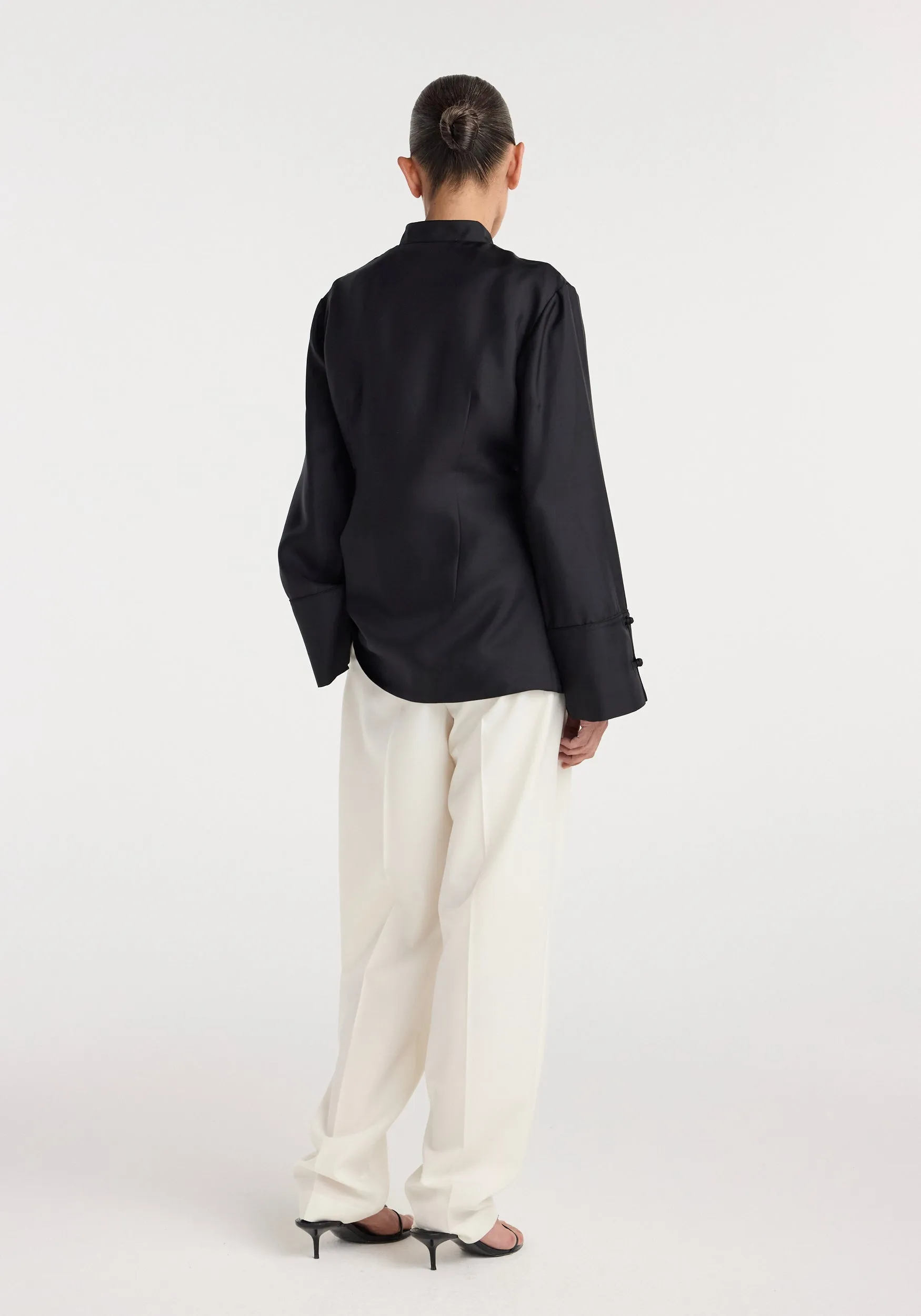 Pankou closure silk top | black sold by Rohe product image thumbnail 3