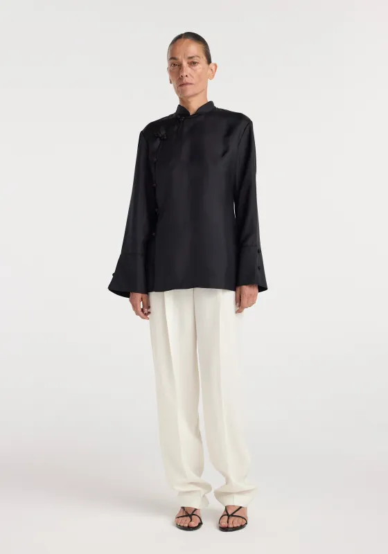 Pankou closure silk top | black made by Rohe