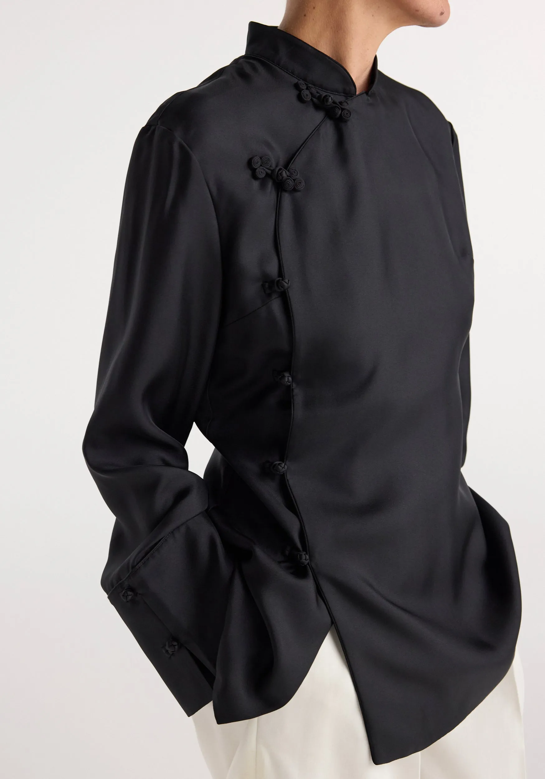 Pankou closure silk top | black sold by Rohe product image thumbnail 4