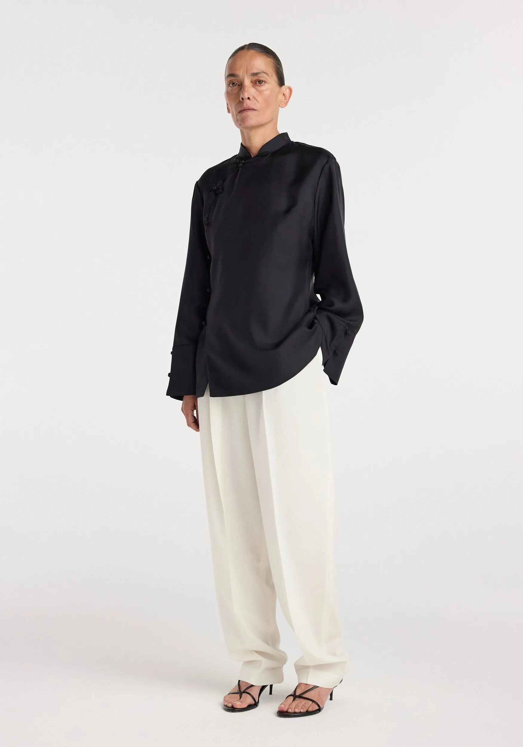 Pankou closure silk top | black sold by Rohe product image thumbnail 2