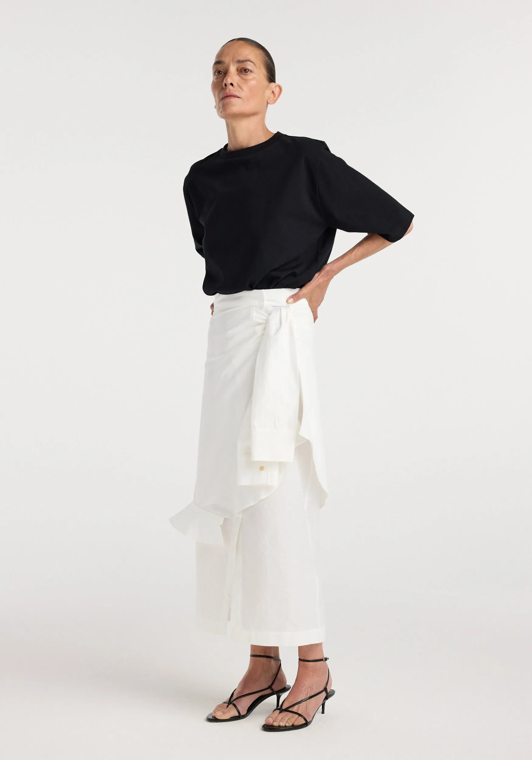 Shirt-wrap detailed skirt | optic white sold by Rohe product image thumbnail 4