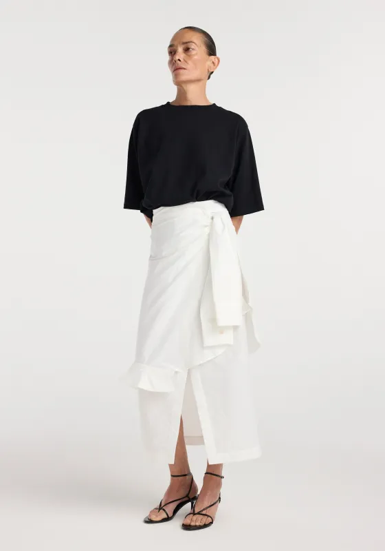 Shirt-wrap detailed skirt | optic white made by Rohe