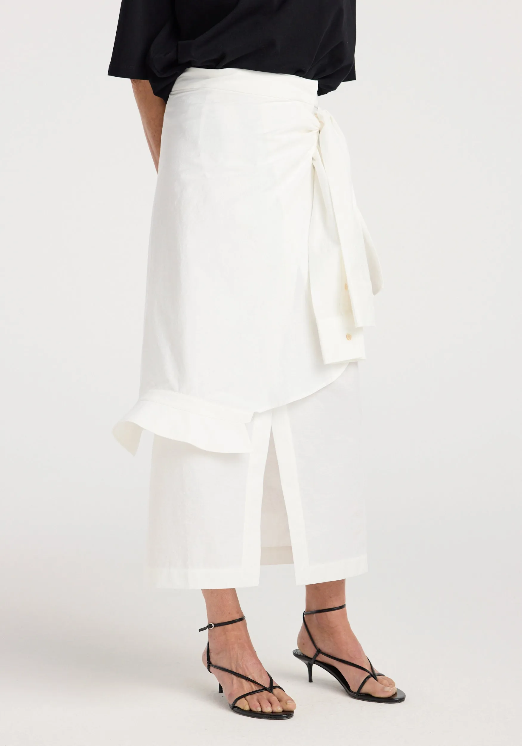 Shirt-wrap detailed skirt | optic white sold by Rohe product image thumbnail 3