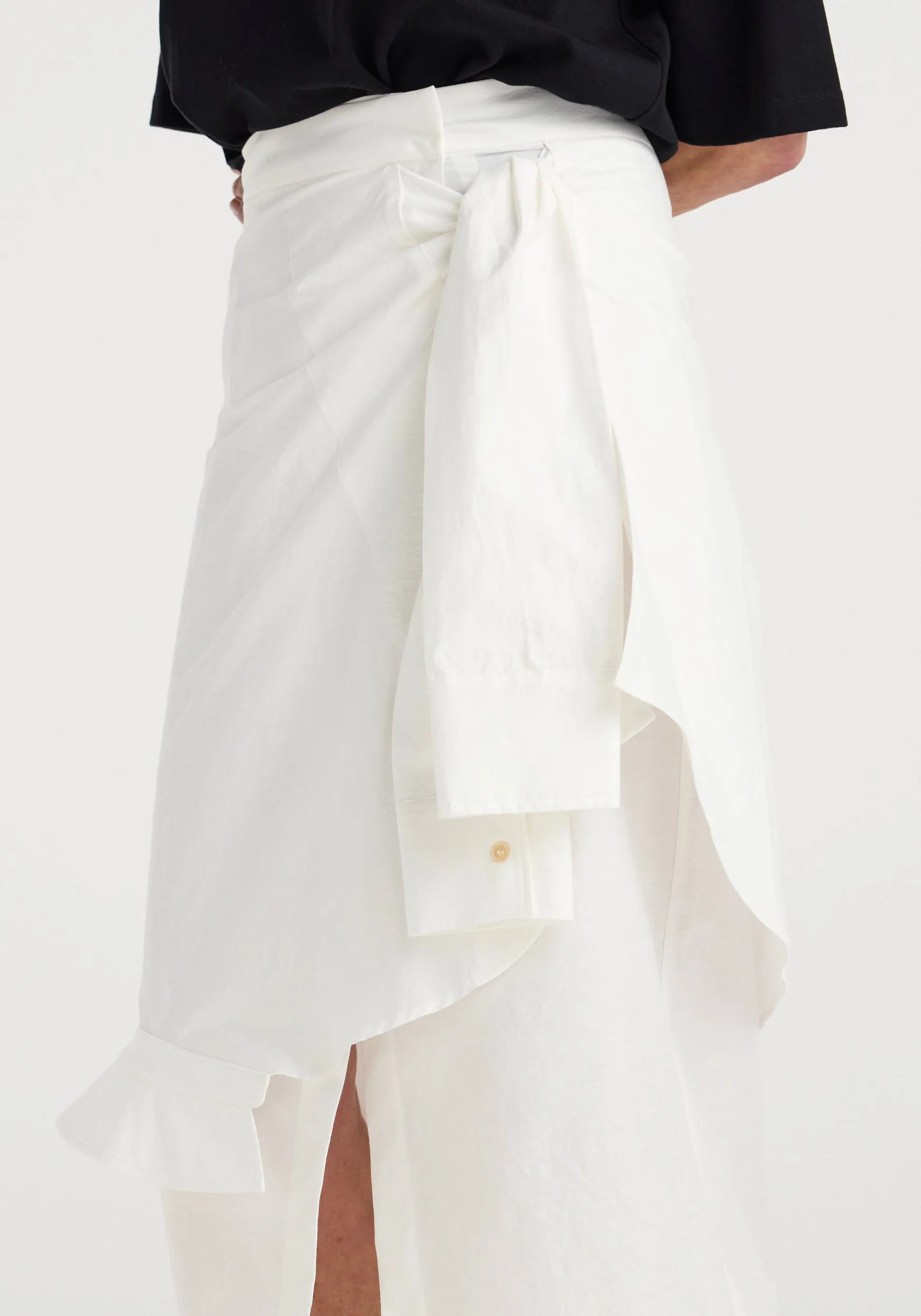 Shirt-wrap detailed skirt | optic white sold by Rohe product image thumbnail 2